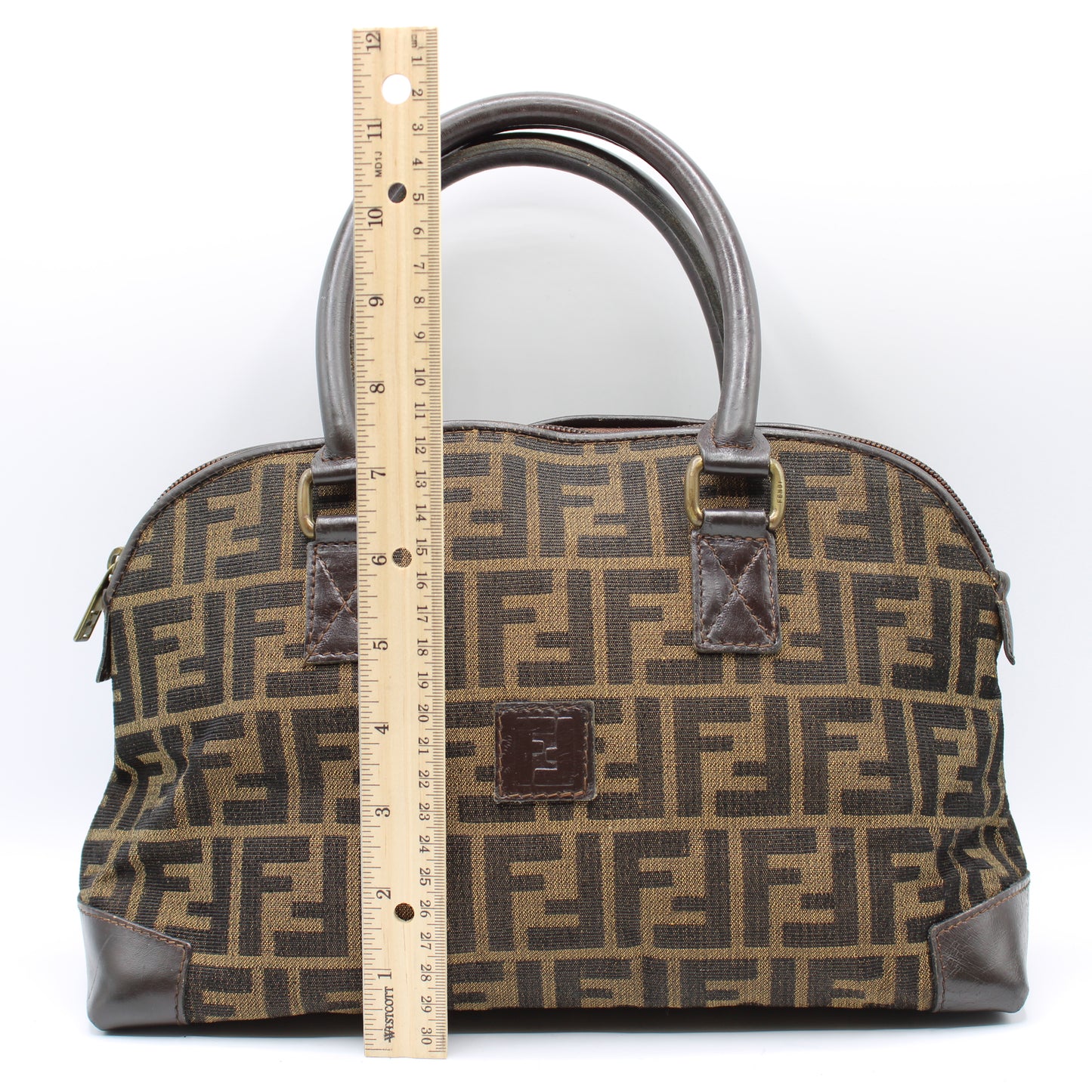 Fendi Brown Zucca FF Print Mini Boston Bag