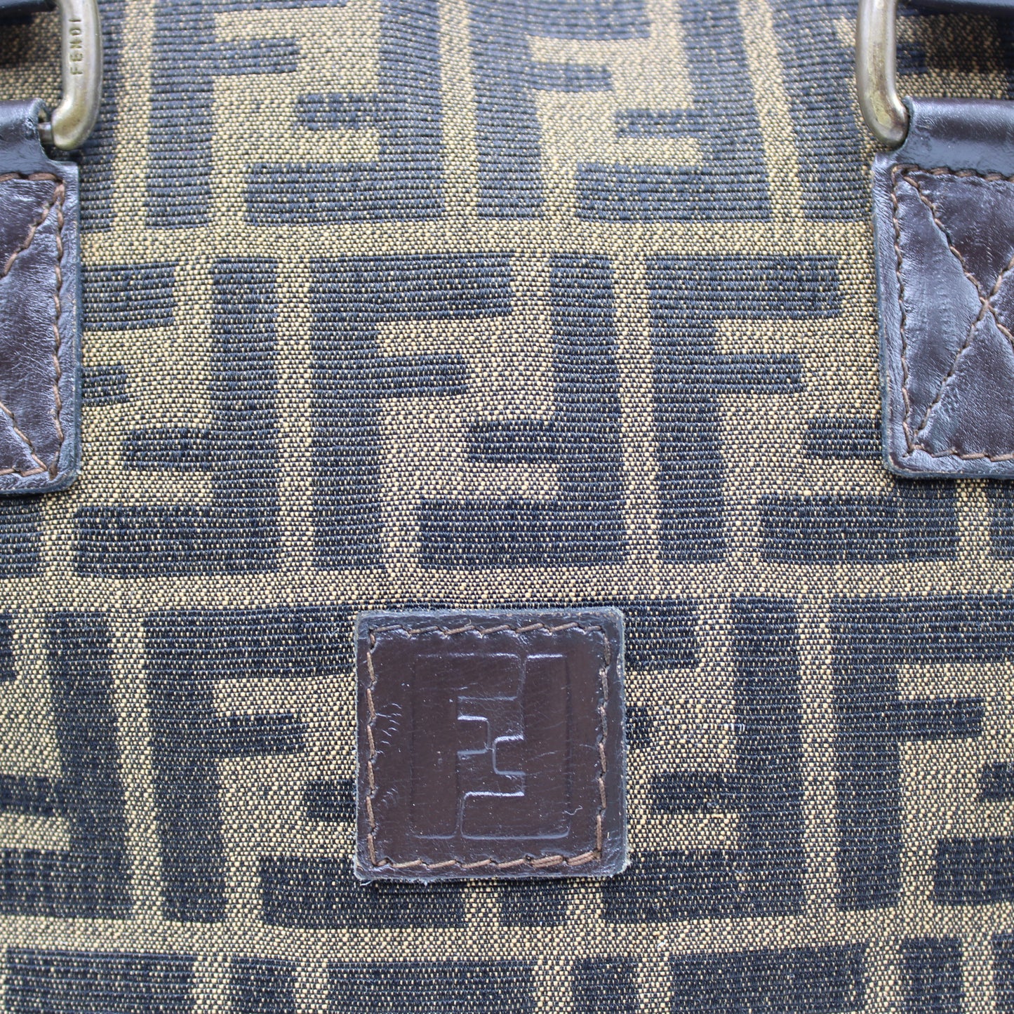 Fendi Brown Zucca FF Print Mini Boston Bag