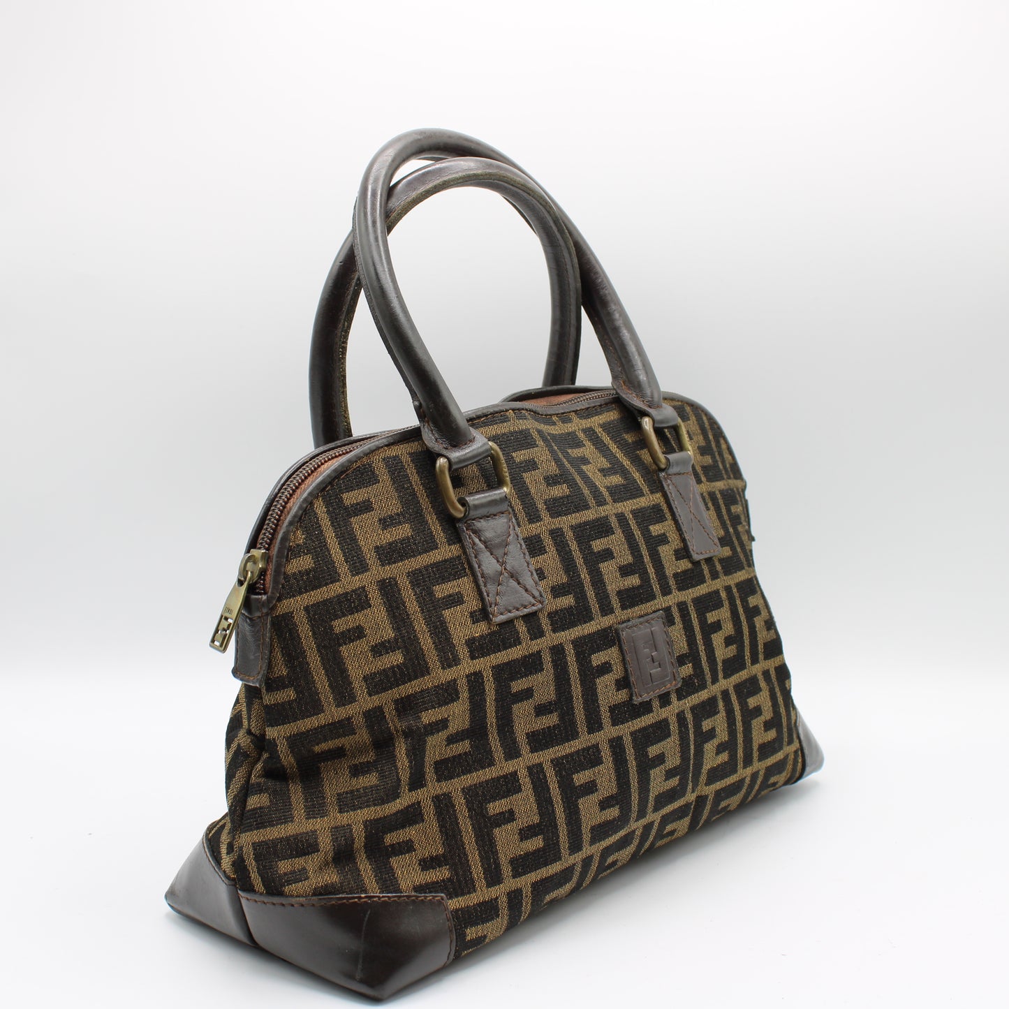 Fendi Brown Zucca FF Print Mini Boston Bag