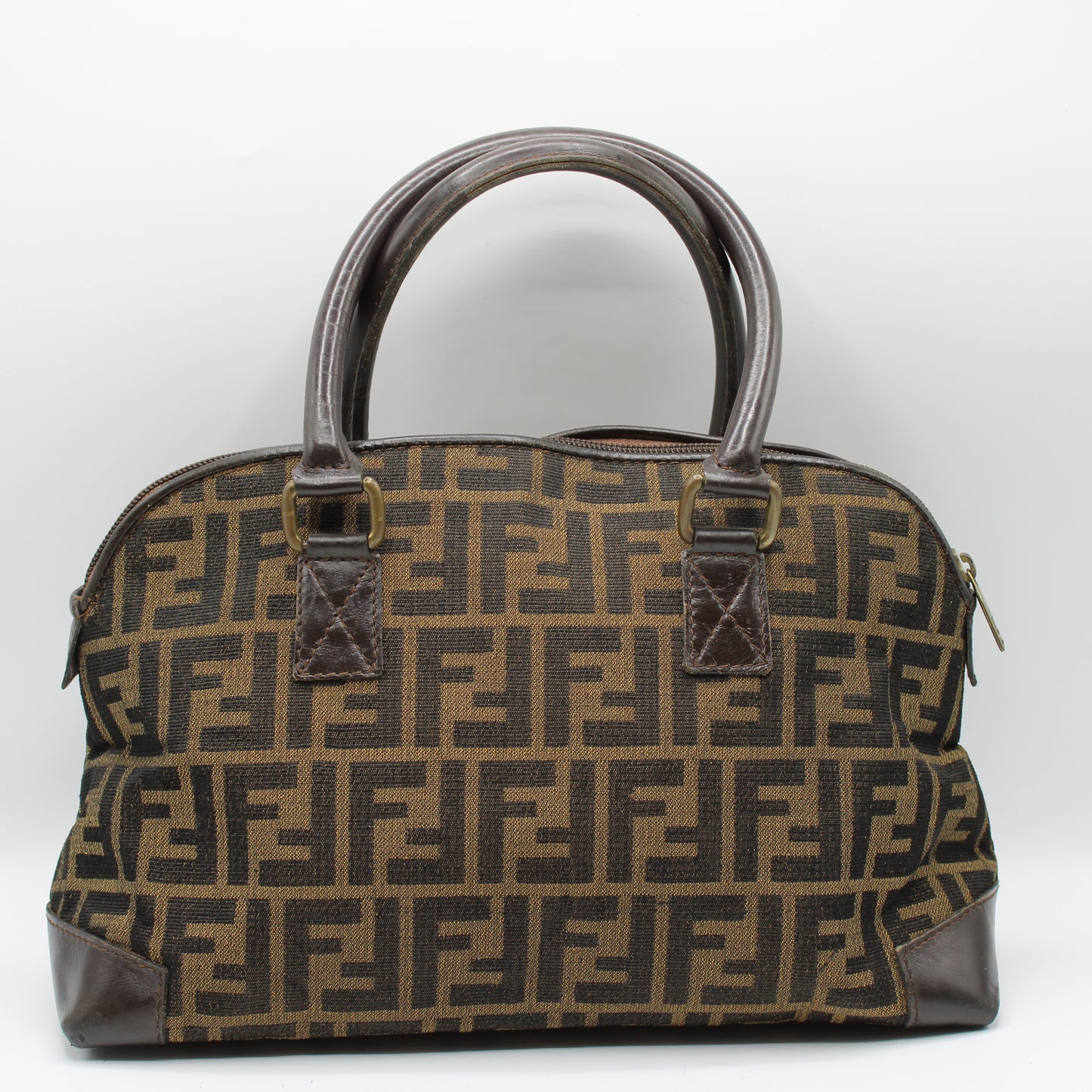 Fendi Brown Zucca FF Print Mini Boston Bag
