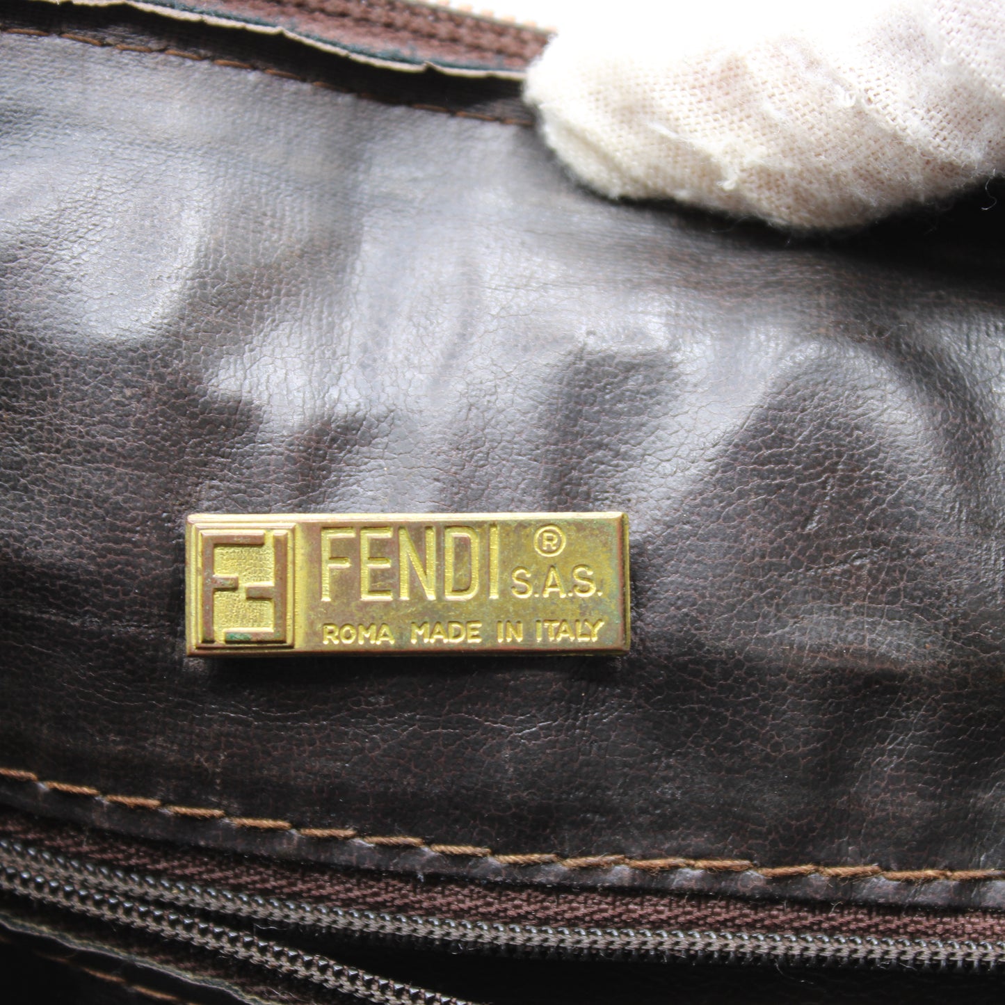 Fendi Brown Zucca FF Print Mini Boston Bag