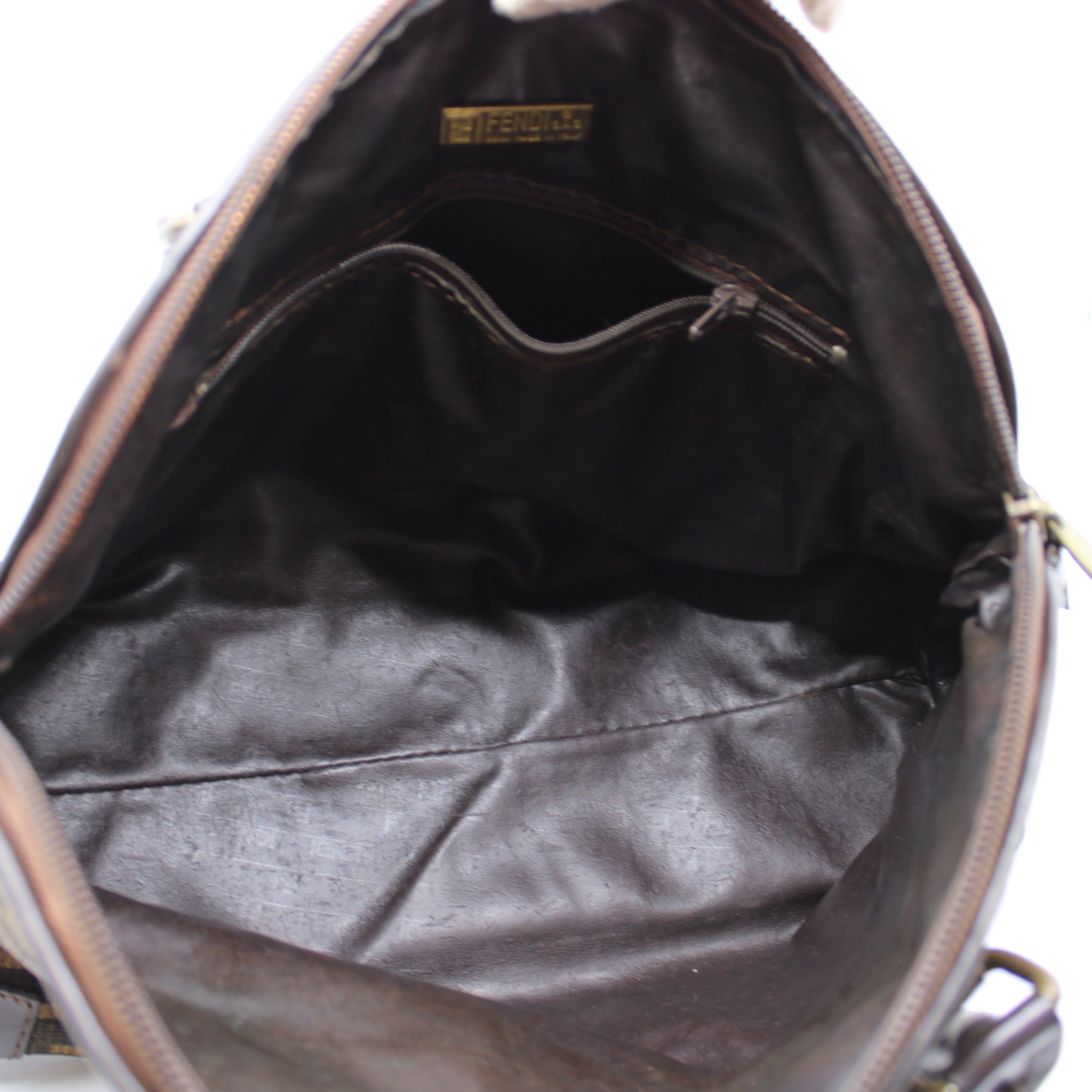 Fendi Brown Zucca FF Print Mini Boston Bag