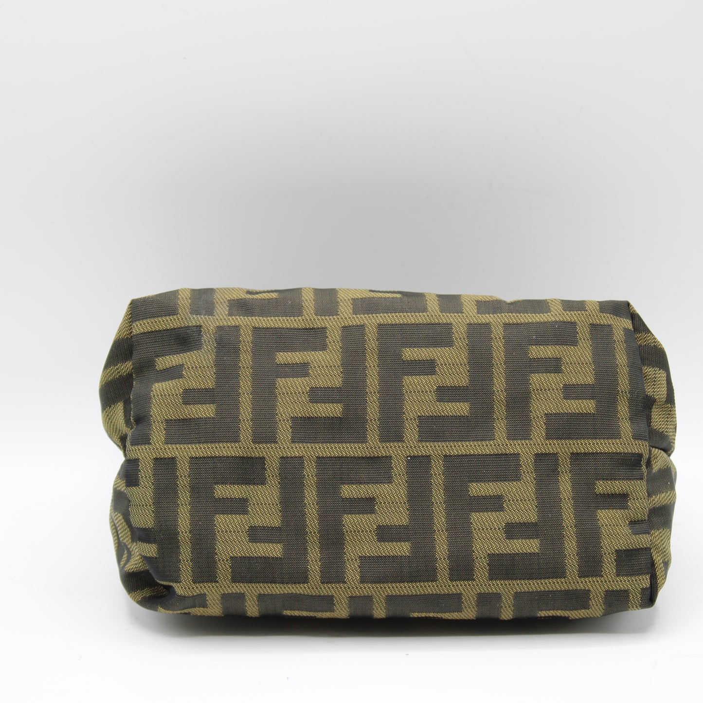 Fendi Brown Zucca Canvas Leather Strap Wristlet Pouch Bag