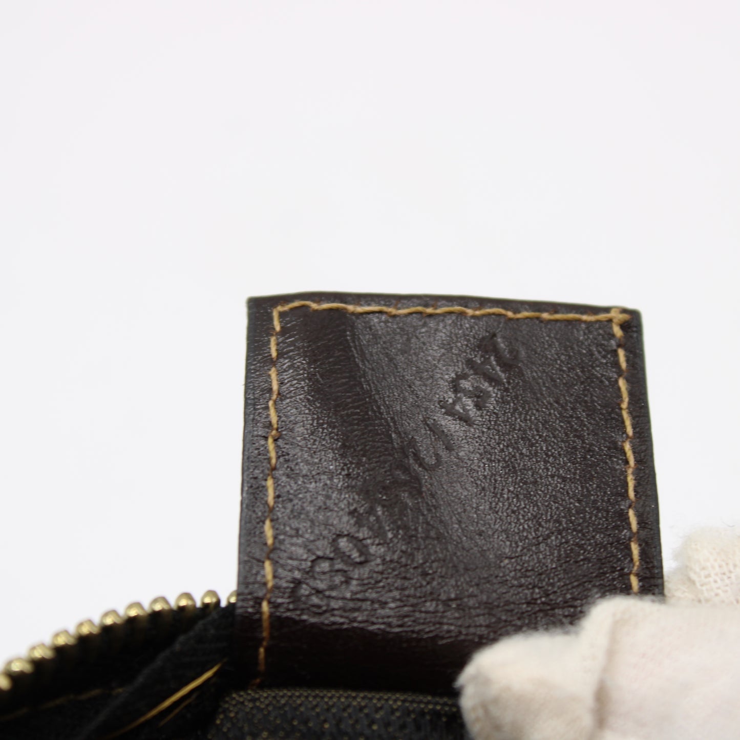 Fendi Brown Zucca Canvas Leather Strap Wristlet Pouch Bag
