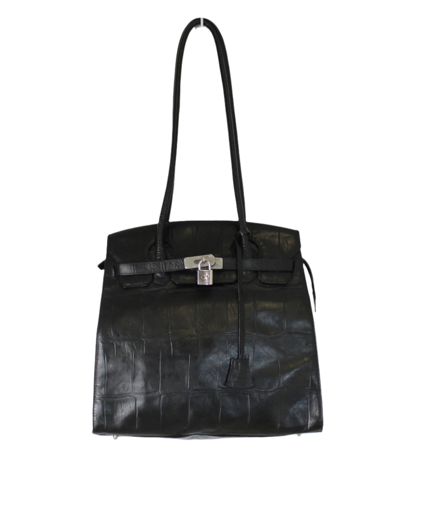 Valentino Garavani Black Birkin Style Leather Tote Bag