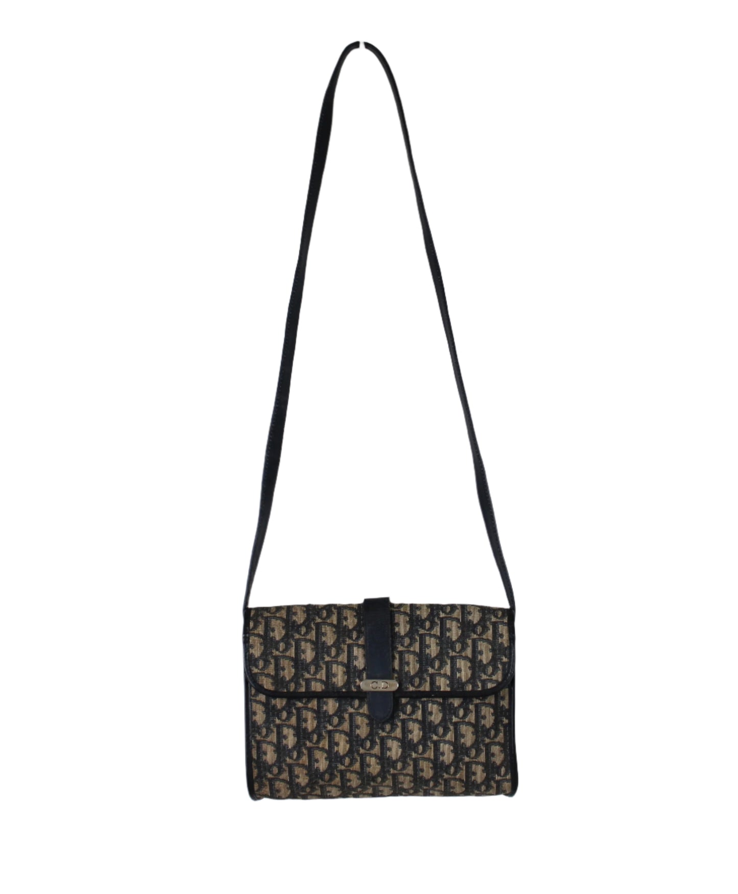 Christian Dior Trotter Brown Canvas Leather Flap Crossbody Bag