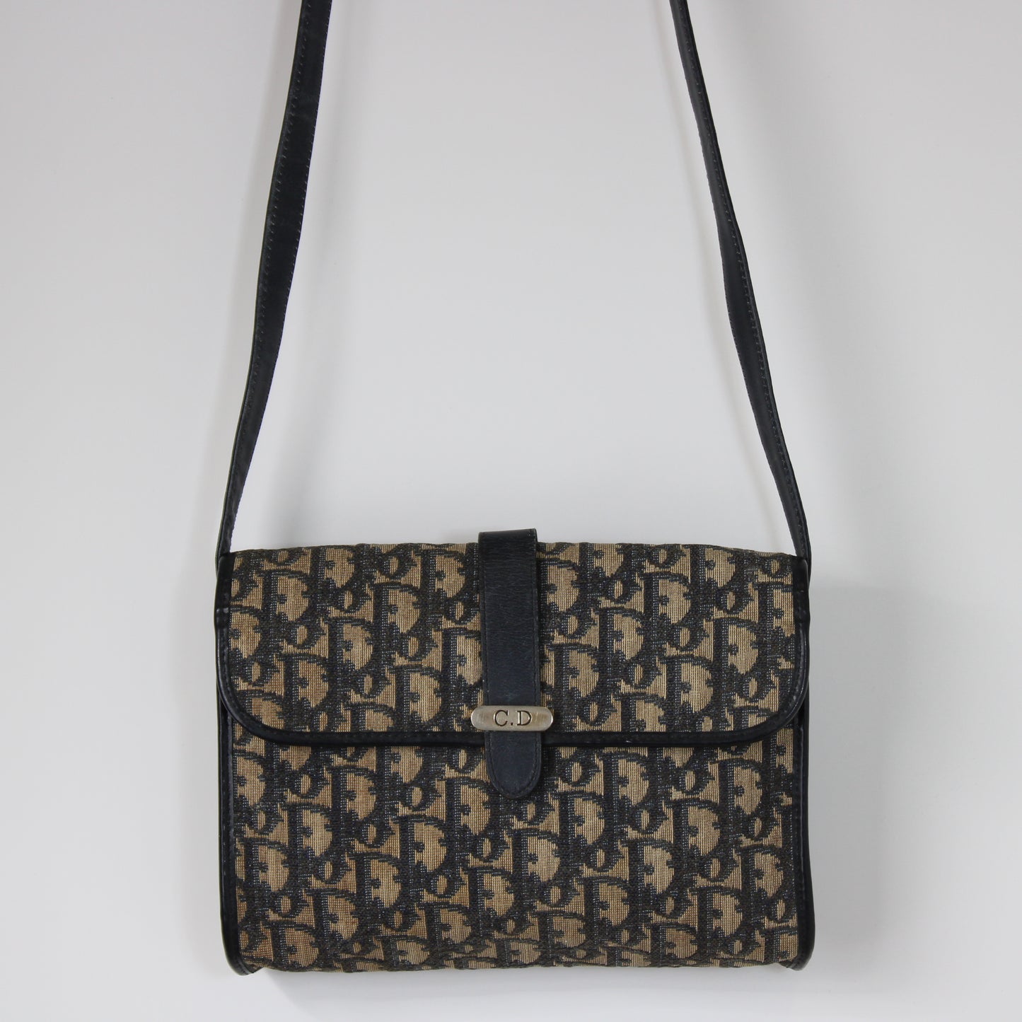 Christian Dior Trotter Brown Canvas Leather Flap Crossbody Bag