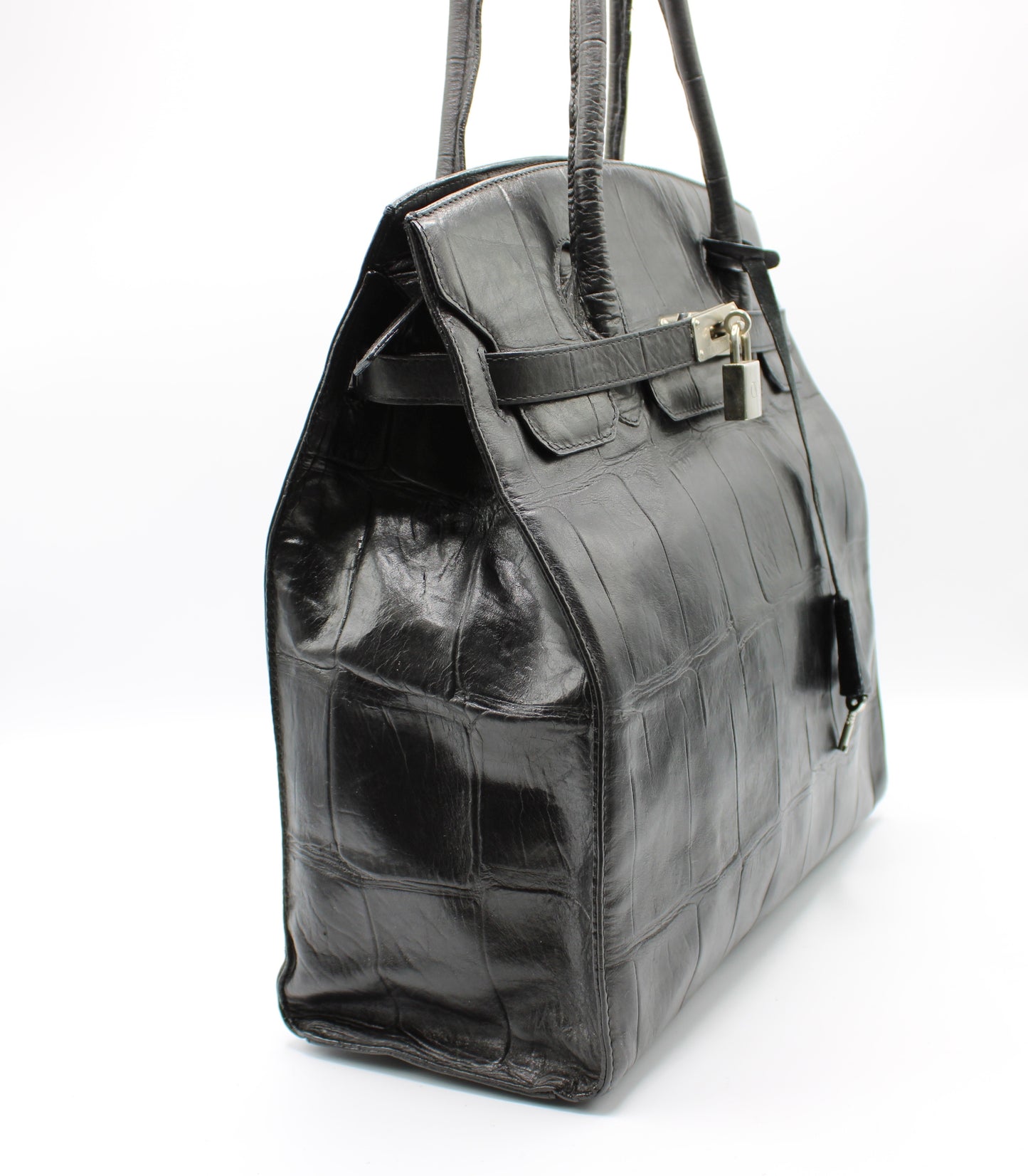 Valentino Garavani Black Birkin Style Leather Tote Bag