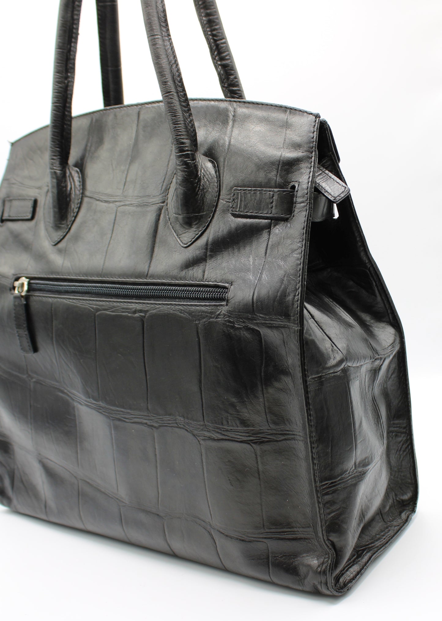 Valentino Garavani Black Birkin Style Leather Tote Bag