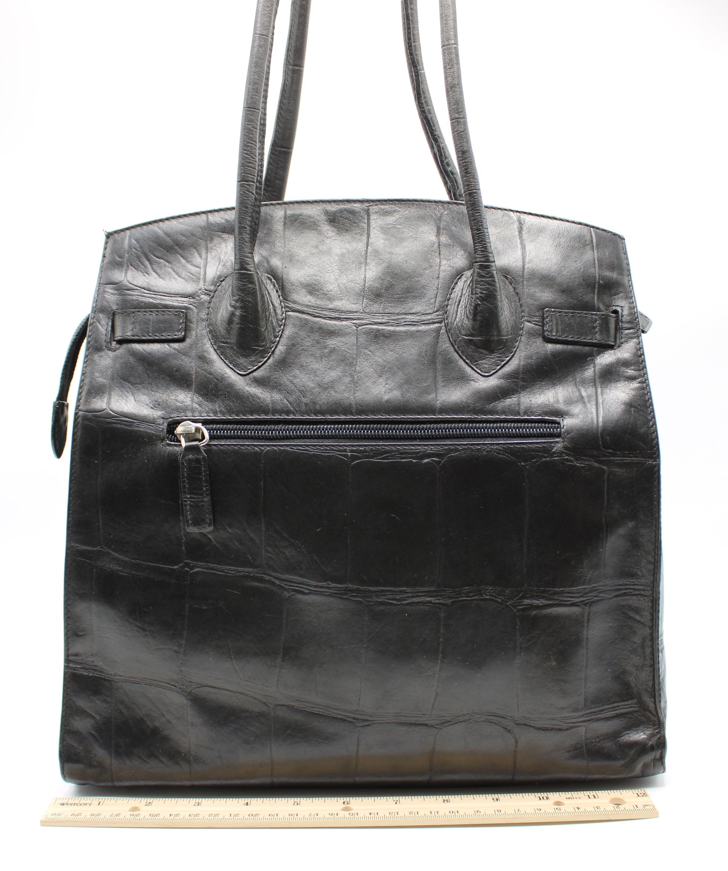 Valentino Garavani Black Birkin Style Leather Tote Bag