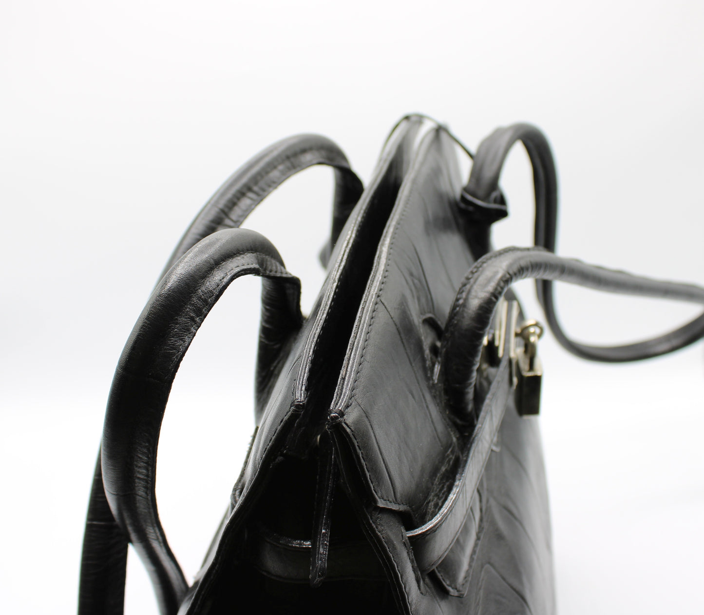 Valentino Garavani Black Birkin Style Leather Tote Bag