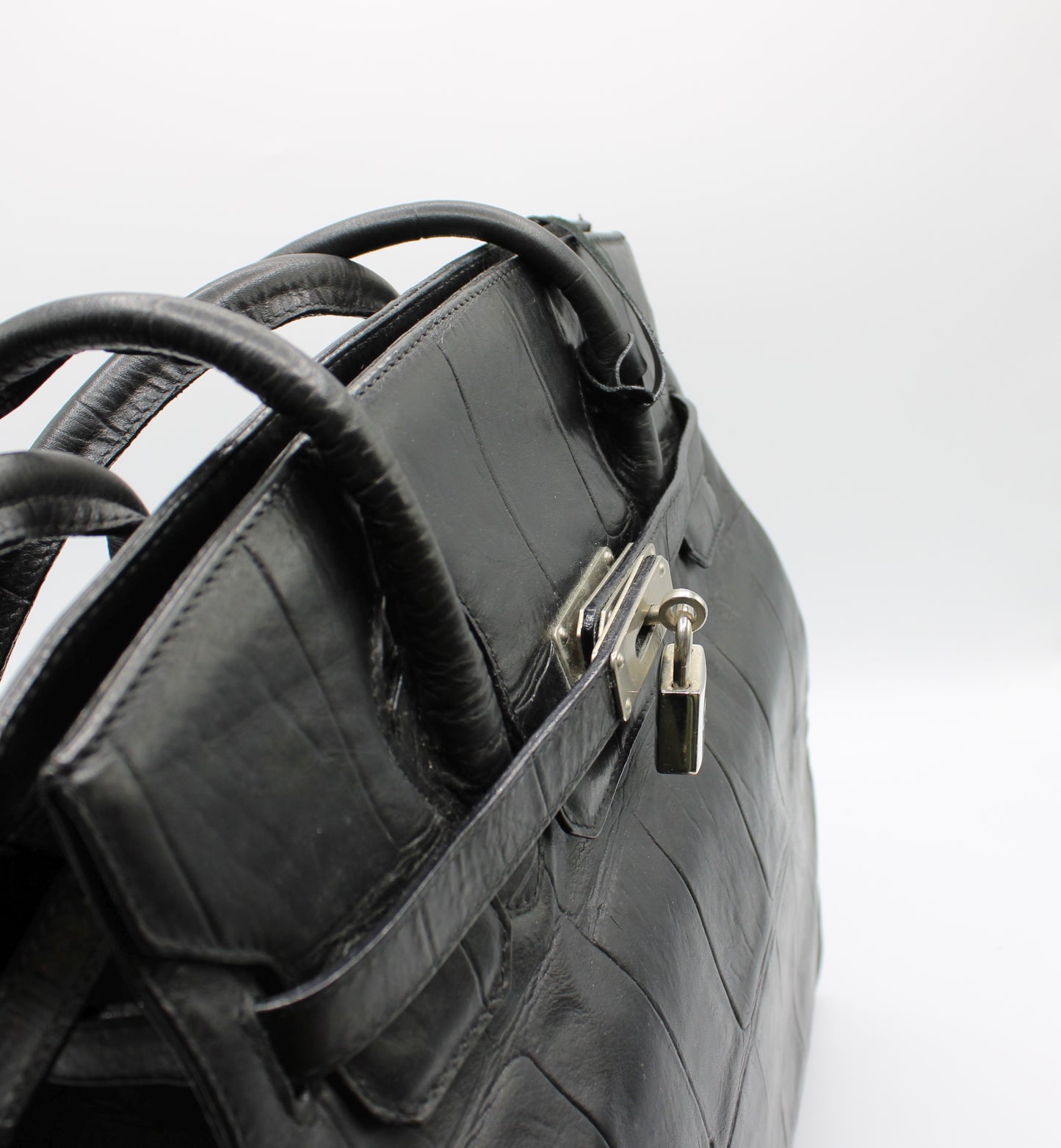 Valentino Garavani Black Birkin Style Leather Tote Bag