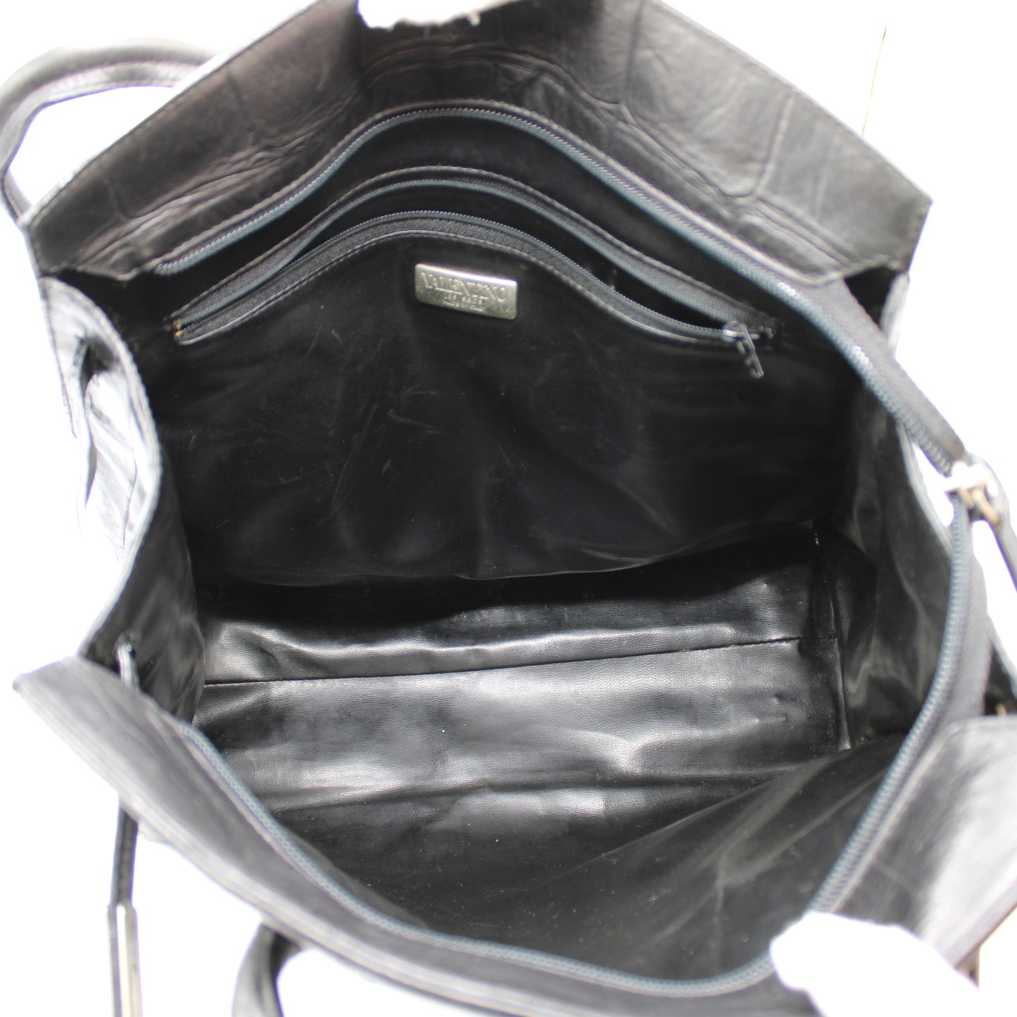 Valentino Garavani Black Birkin Style Leather Tote Bag