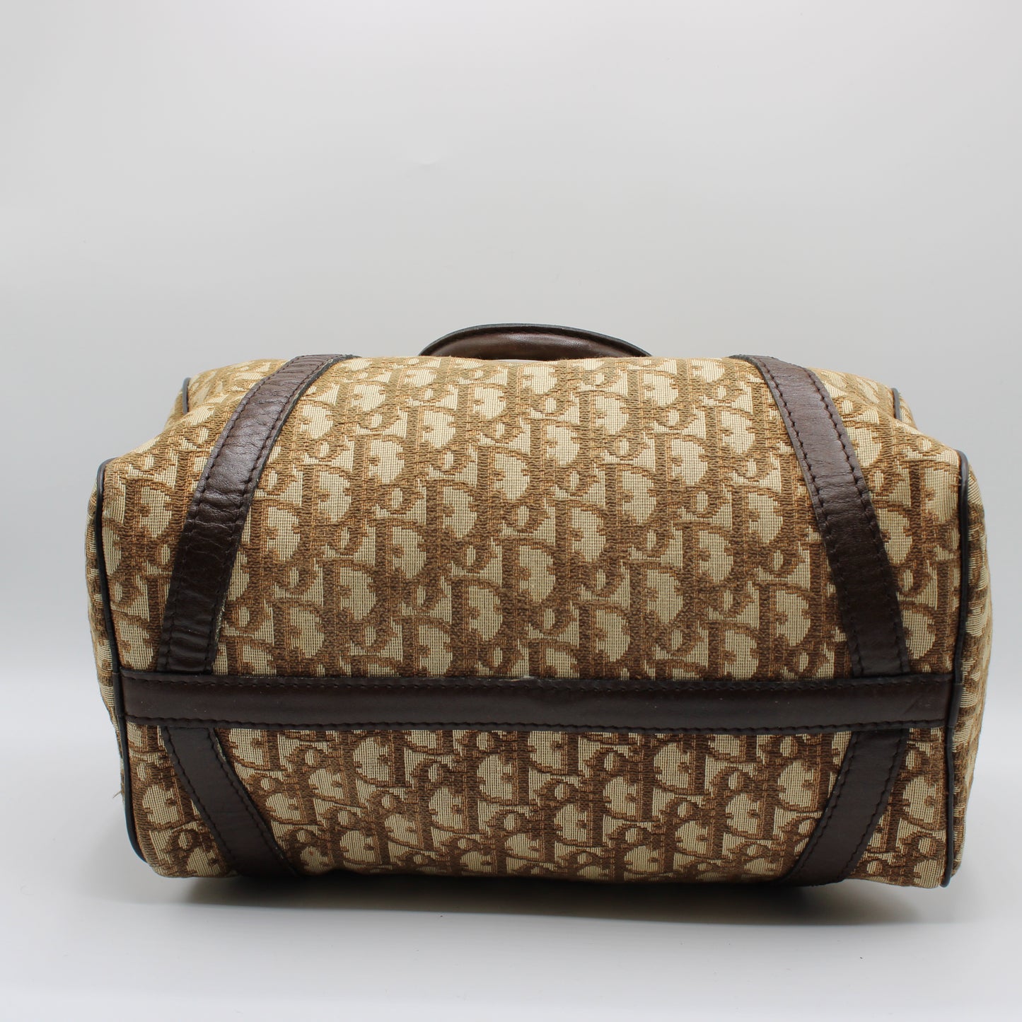 Christian Dior Brown Diorissimo Trotter Boston Bag Canvas on Leather