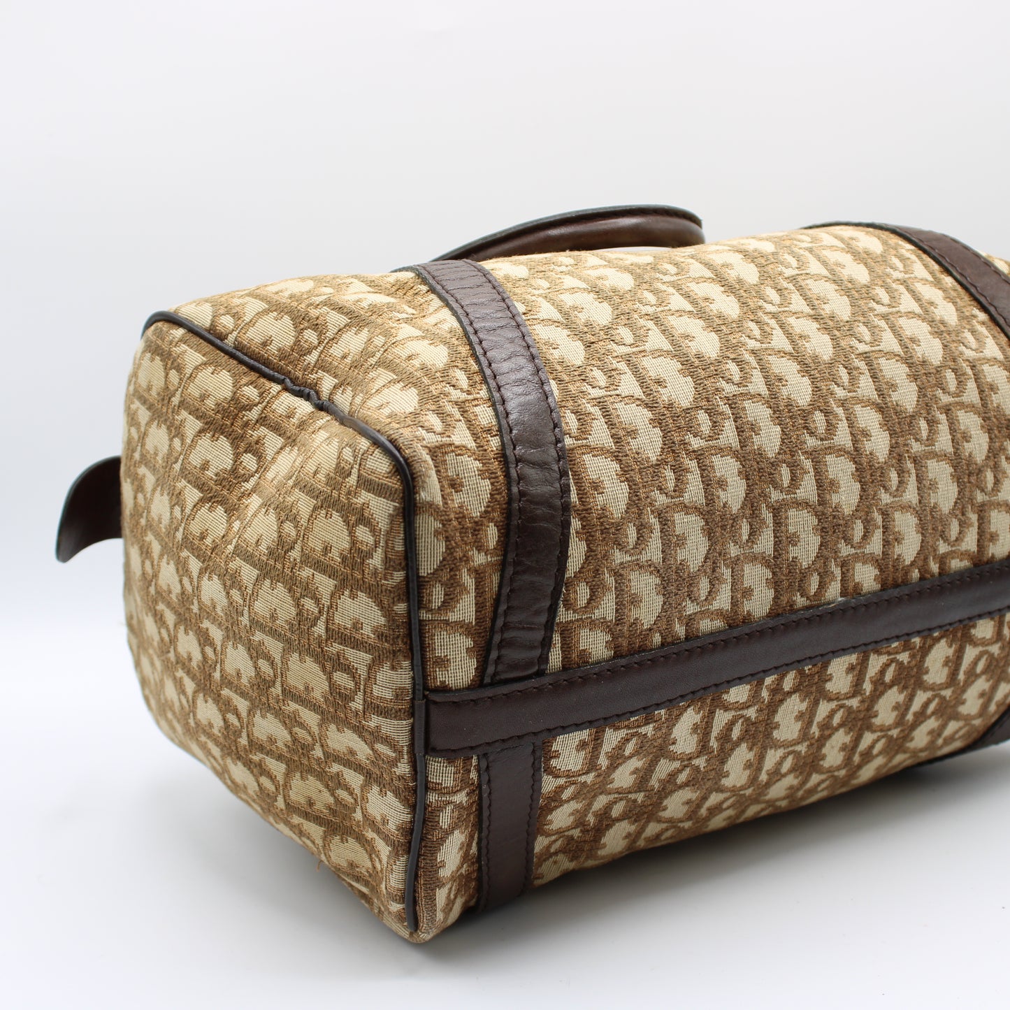 Christian Dior Brown Diorissimo Trotter Boston Bag Canvas on Leather