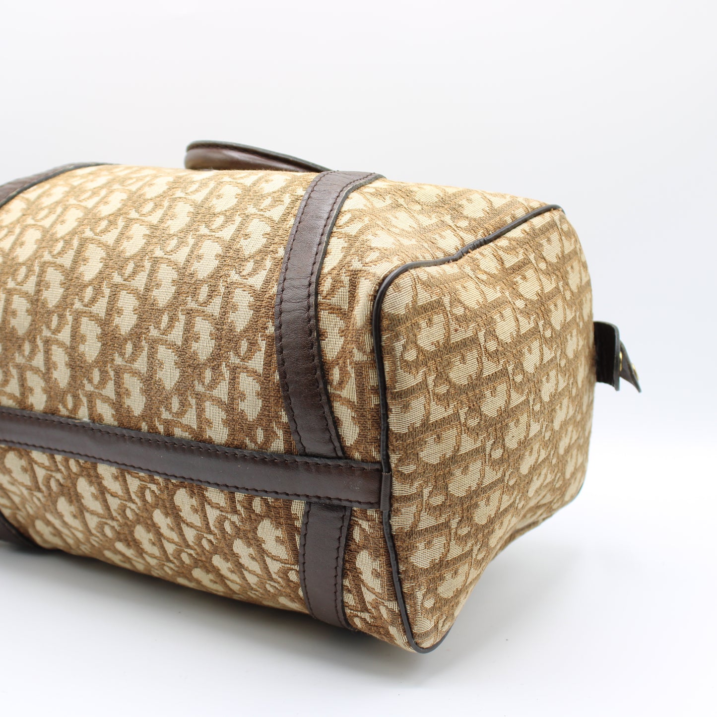 Christian Dior Brown Diorissimo Trotter Boston Bag Canvas on Leather