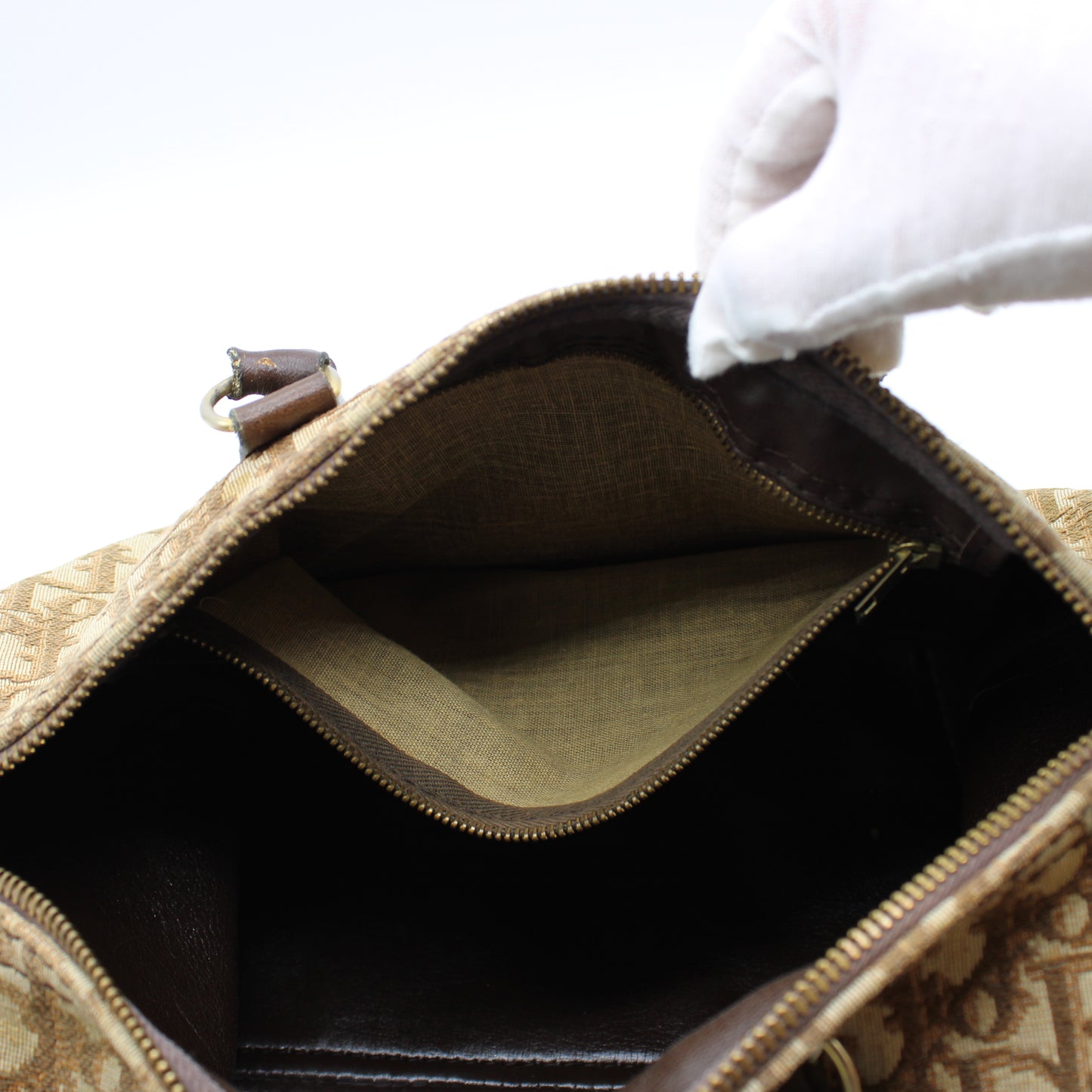 Christian Dior Brown Diorissimo Trotter Boston Bag Canvas on Leather