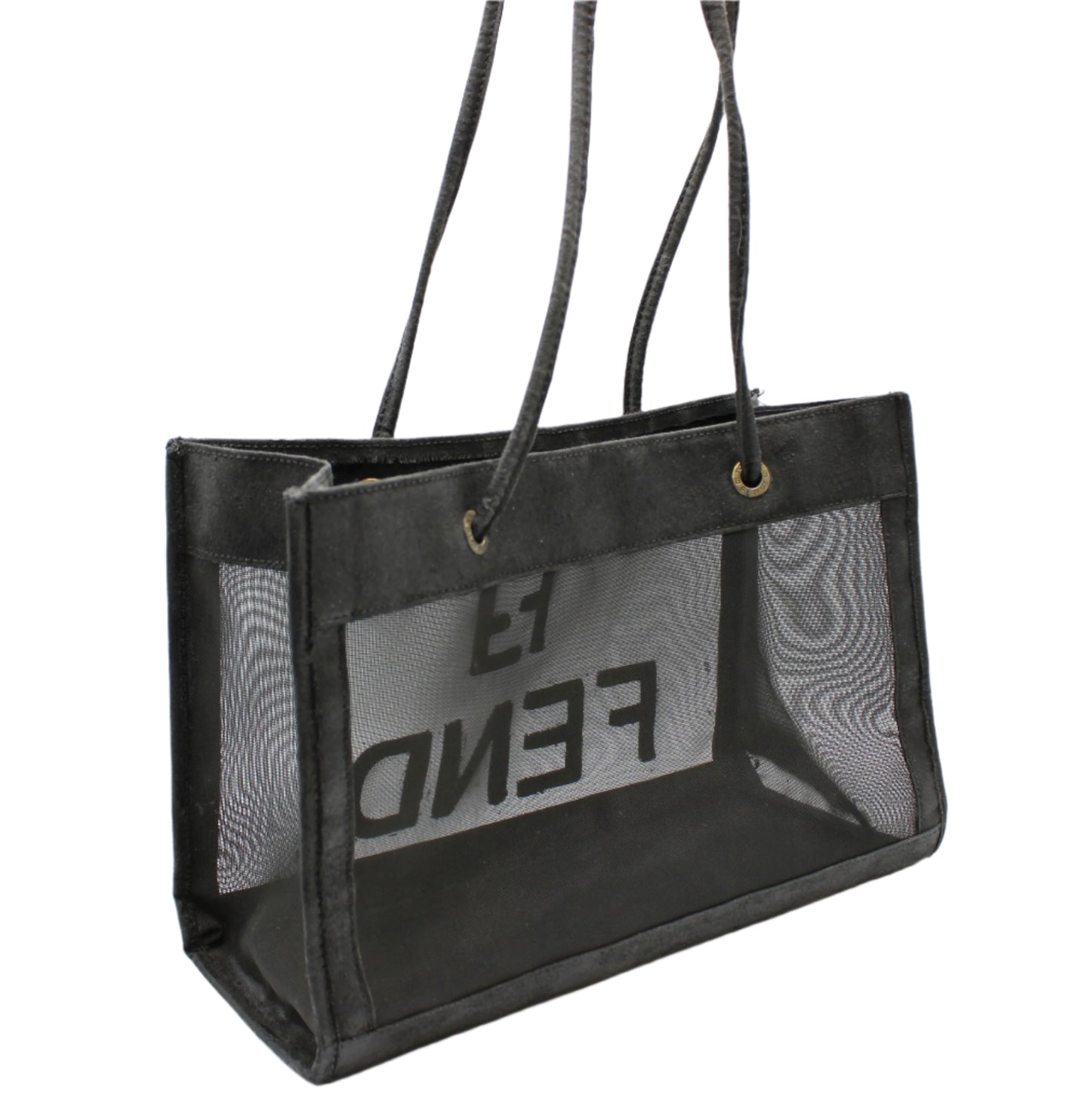 Fendi Black Mesh Canvas Tote Bag
