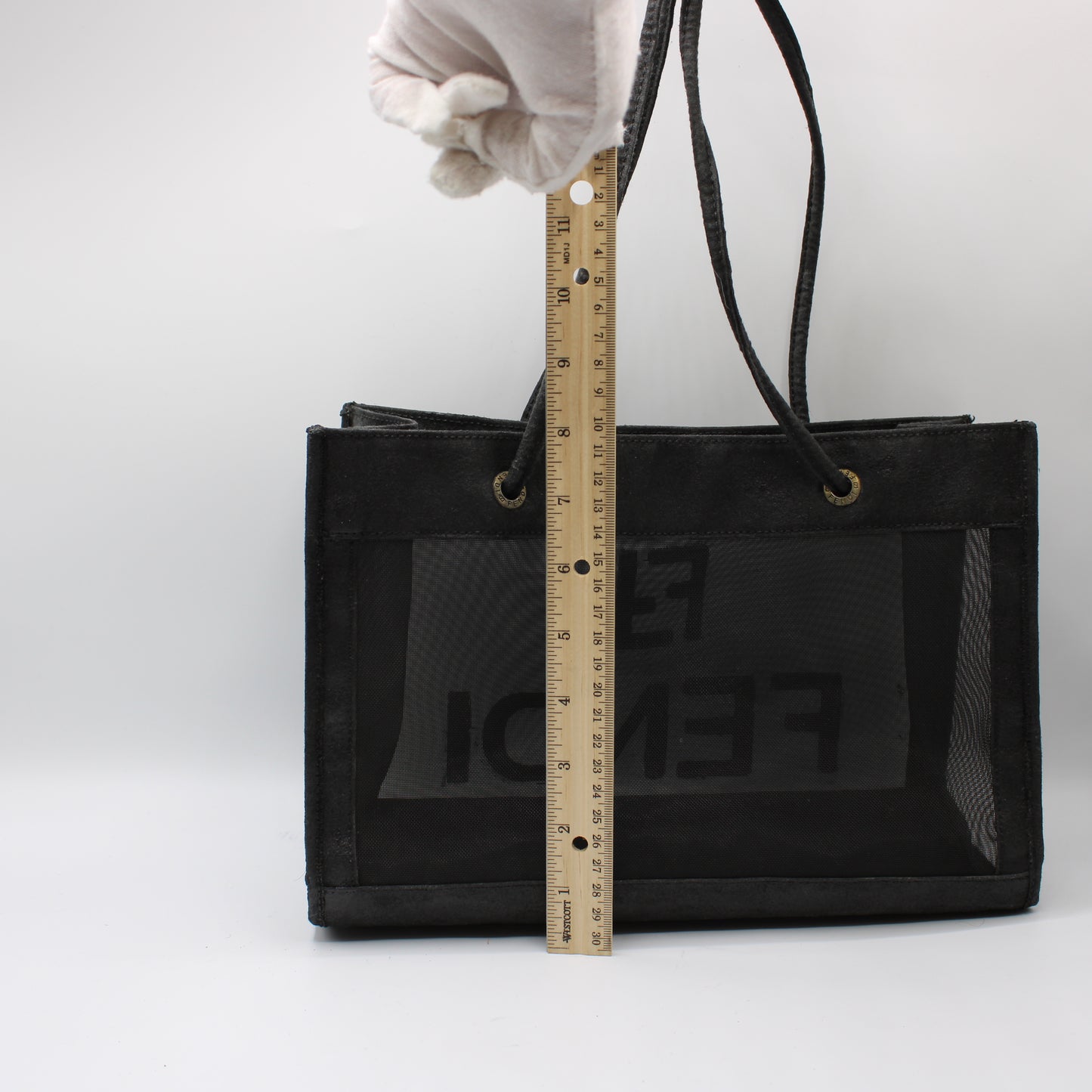 Fendi Black Mesh Canvas Tote Bag