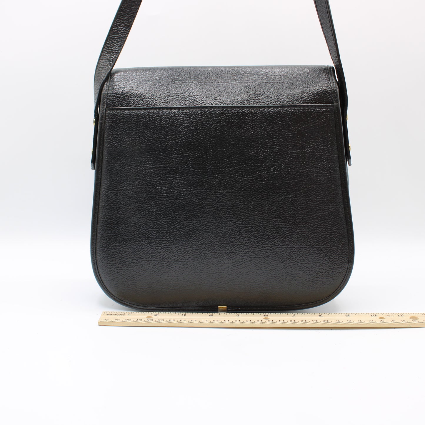 Yves Saint Laurent Black Leather Flap Crossbody Bag YSL Logo