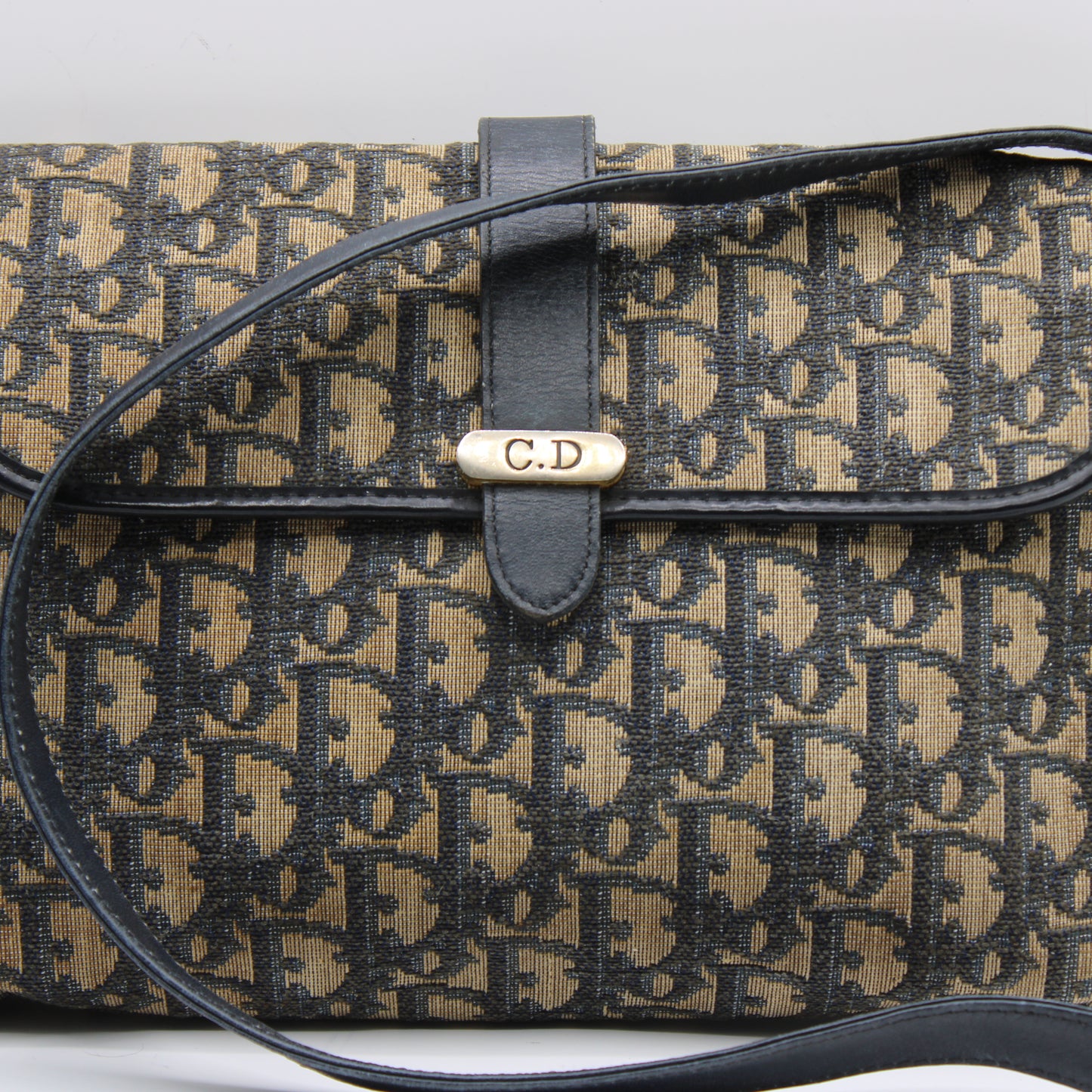 Christian Dior Trotter Brown Canvas Leather Flap Crossbody Bag