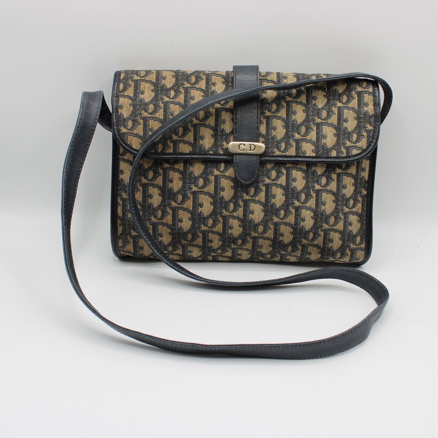 Christian Dior Trotter Brown Canvas Leather Flap Crossbody Bag