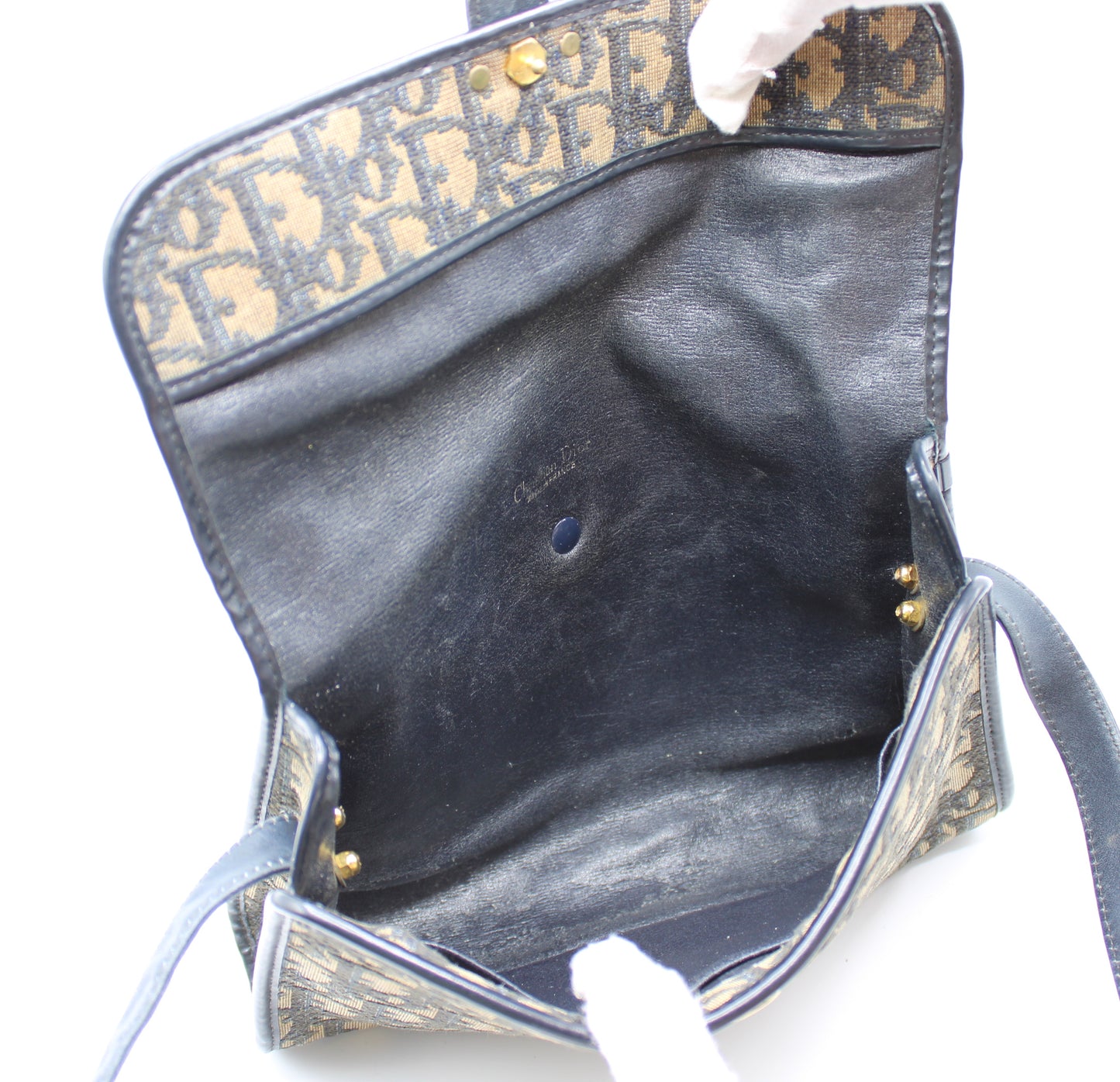 Christian Dior Trotter Brown Canvas Leather Flap Crossbody Bag