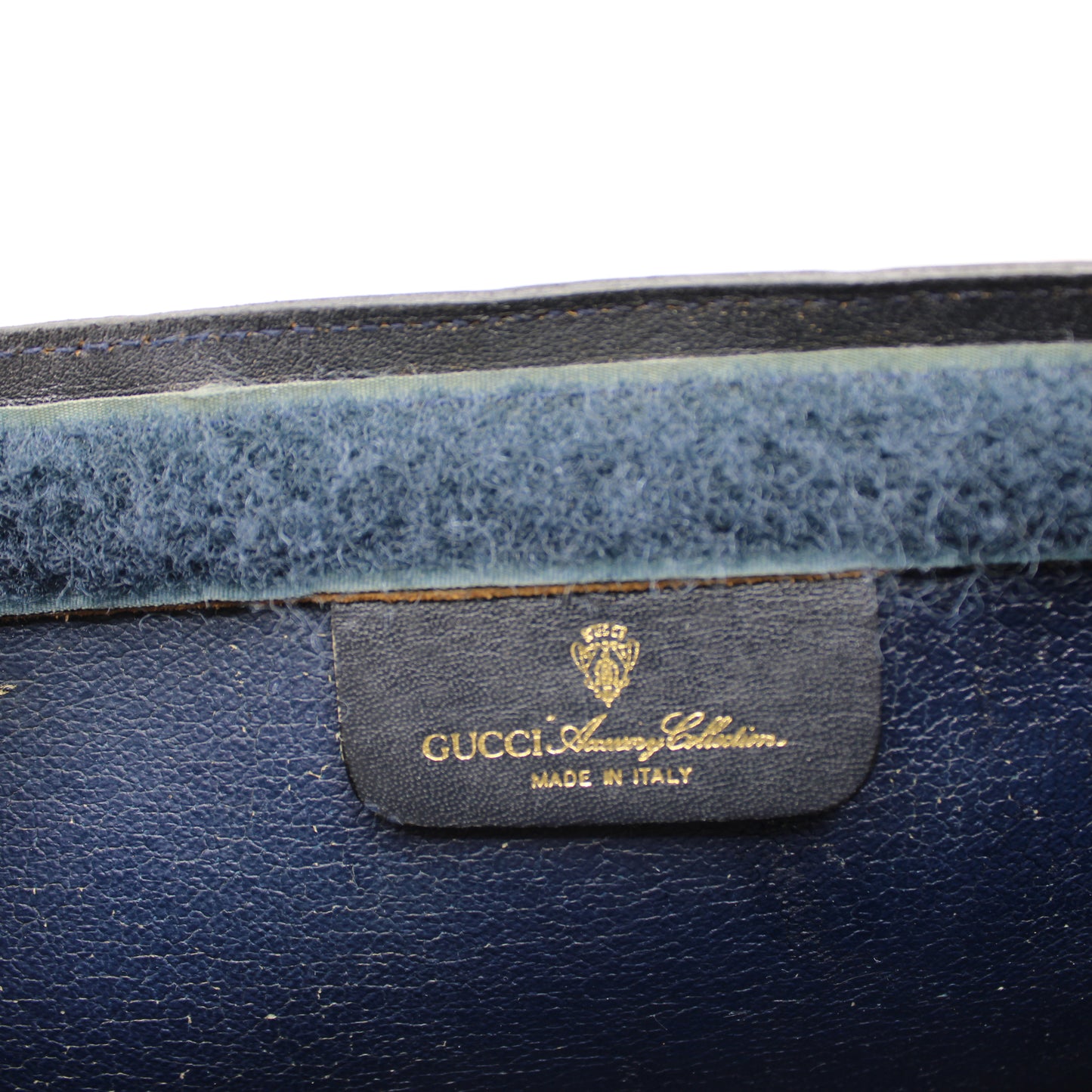 Gucci Beige GG Canvas and Navy Leather Web Stripe Vintage Clutch