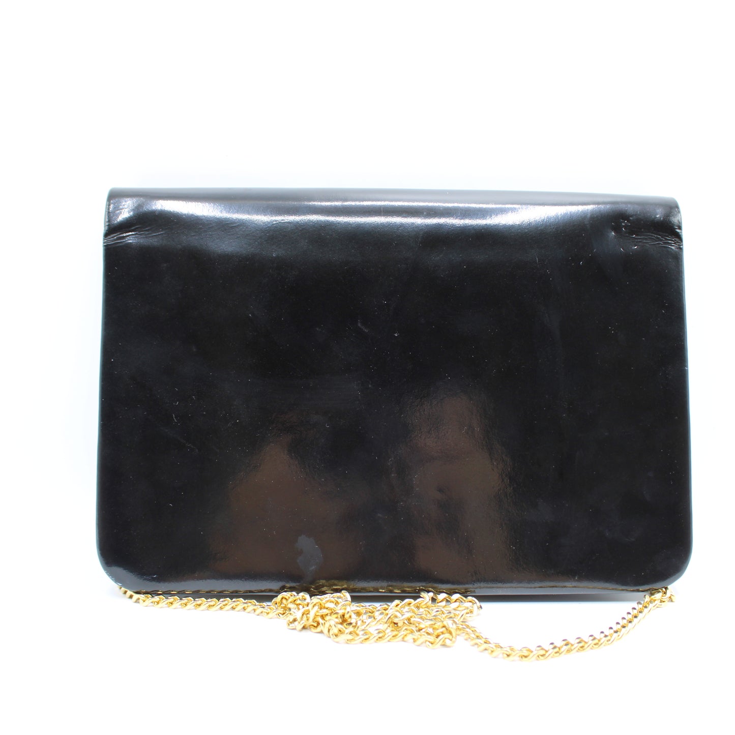 Christian Dior Black Patent Leather Chain Flap Crossbody Bag