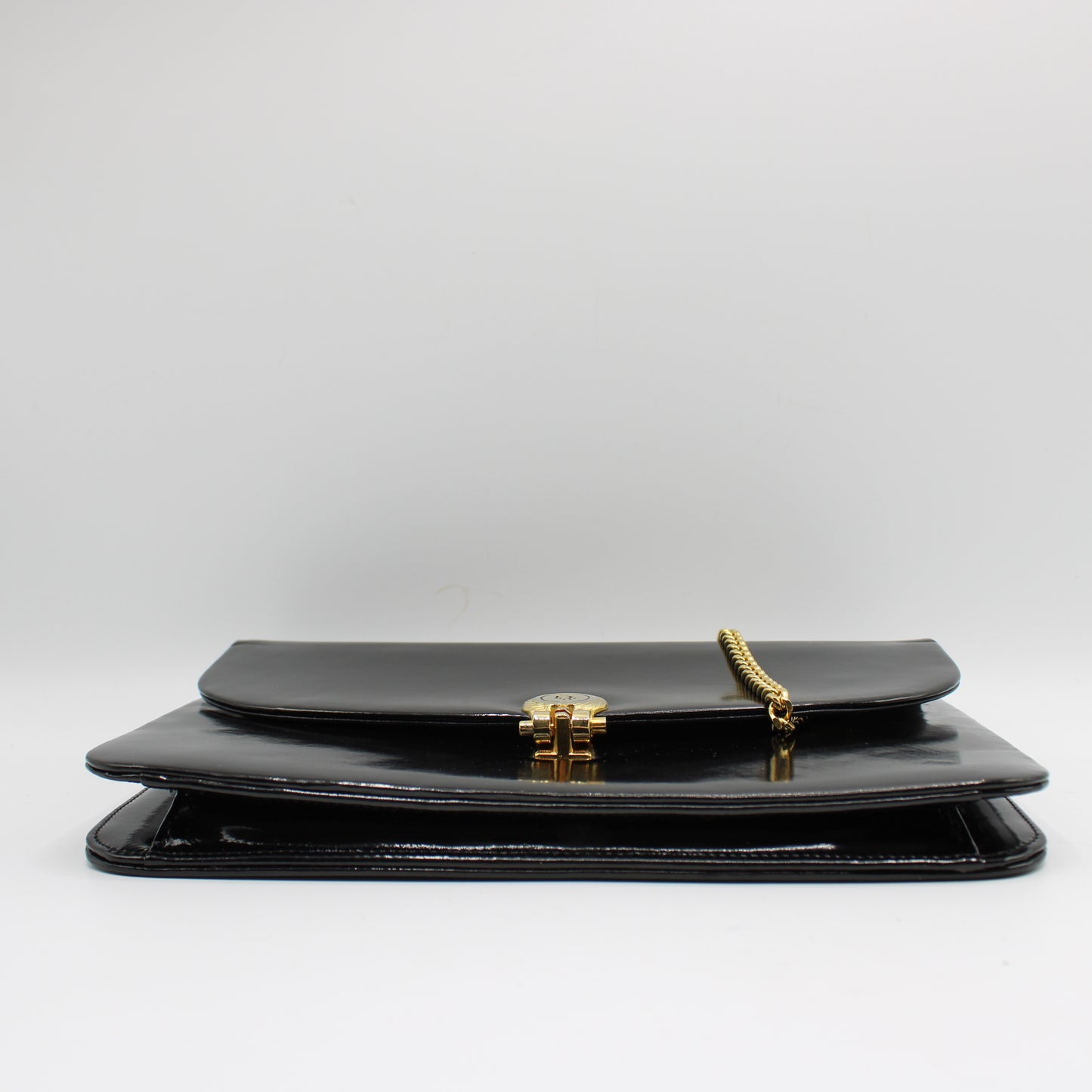 Christian Dior Black Patent Leather Chain Flap Crossbody Bag