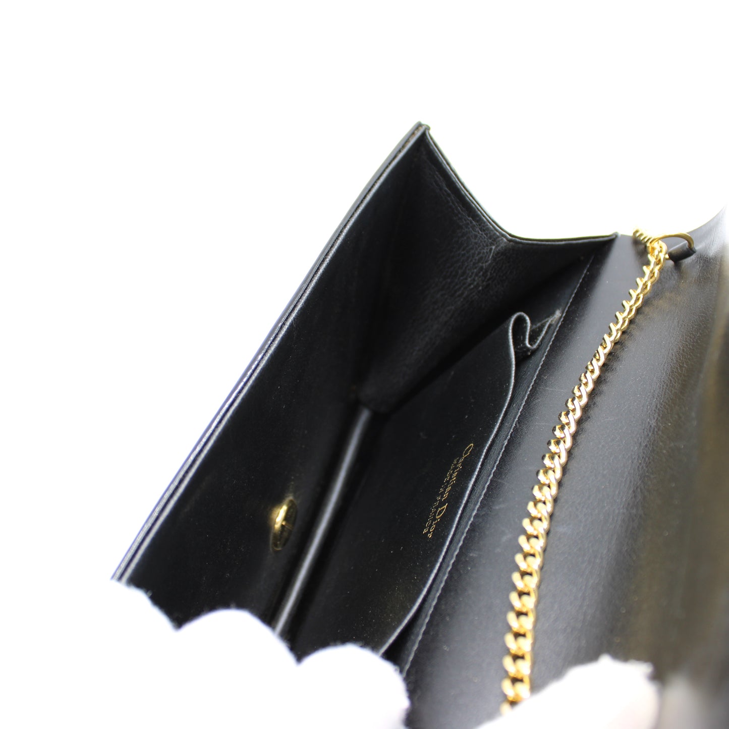 Christian Dior Black Patent Leather Chain Flap Crossbody Bag