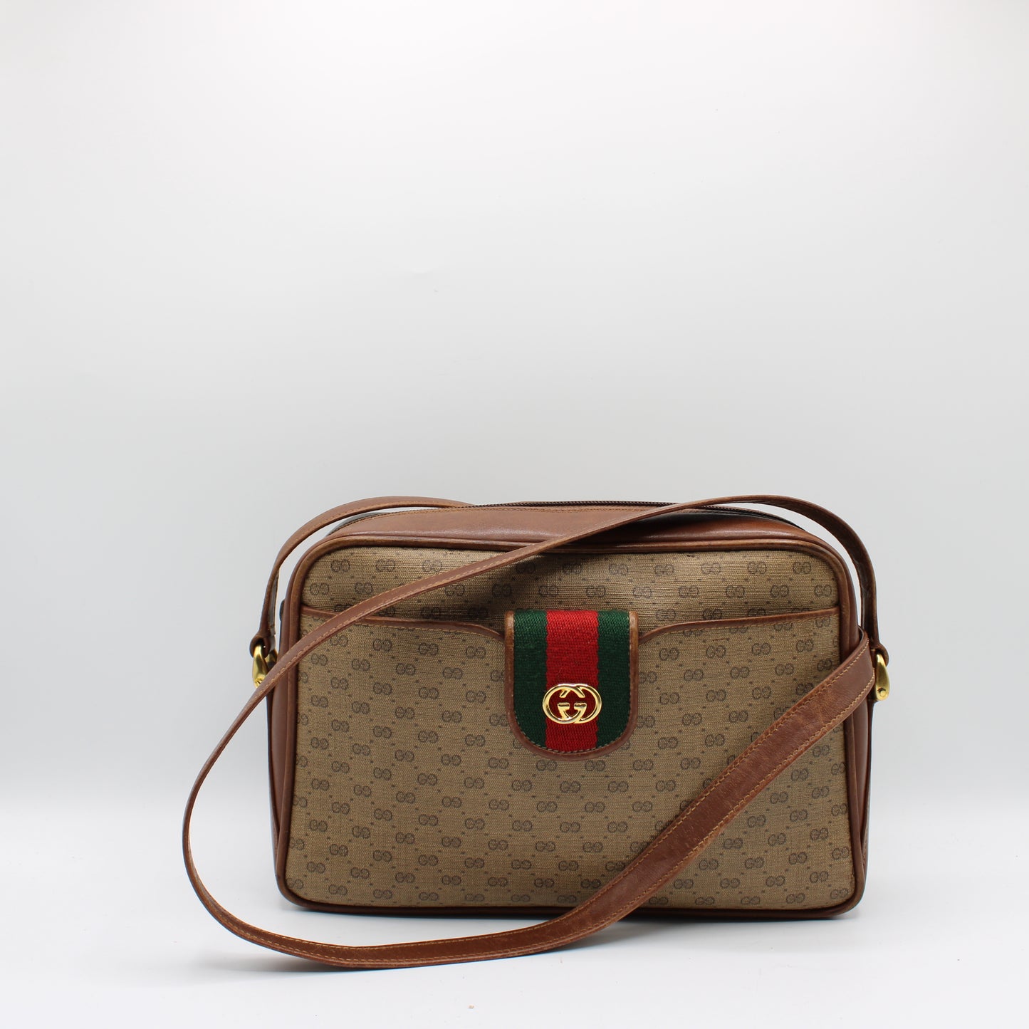 Gucci Microguccissima Supreme Brown Removable Pouch & Crossbody Bag