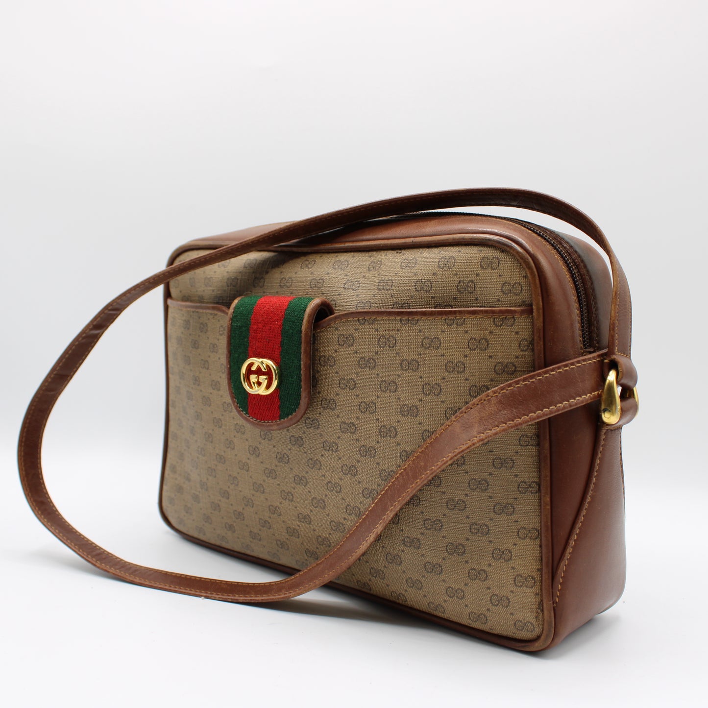Gucci Microguccissima Supreme Brown Removable Pouch & Crossbody Bag