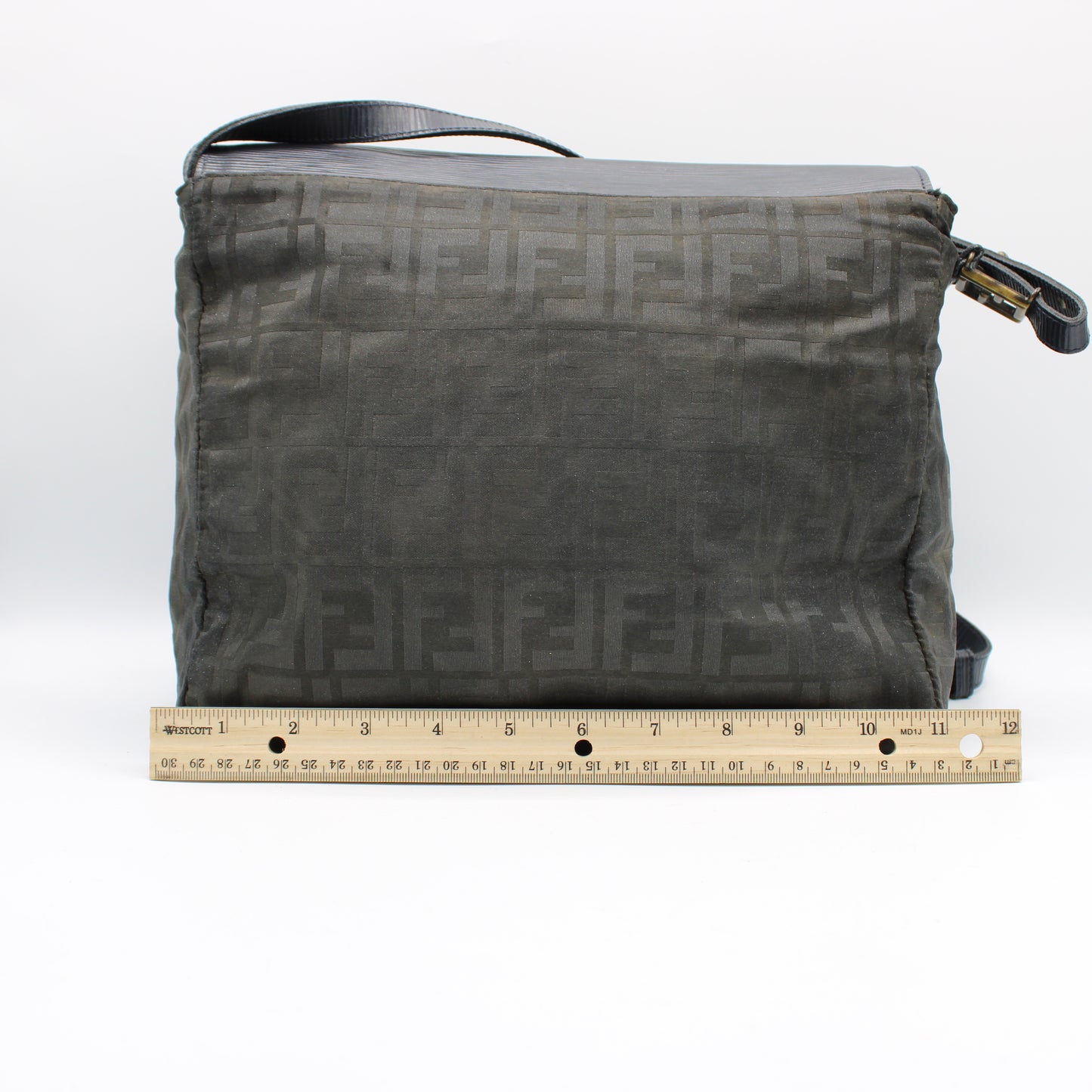 Fendi Navy Epi Leather Zucca Canvas Messenger Bag