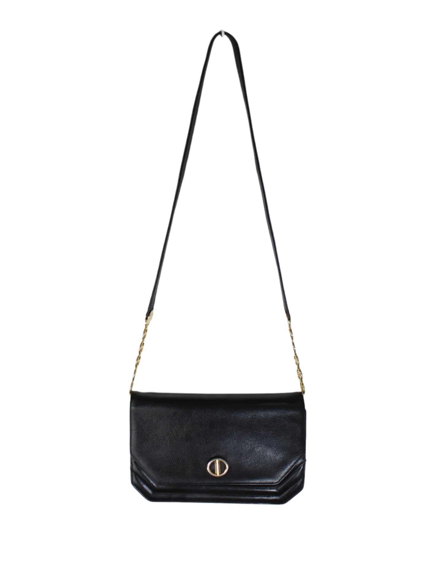 Christian Dior Black Leather Crossbody Bag Gold Logo Chain