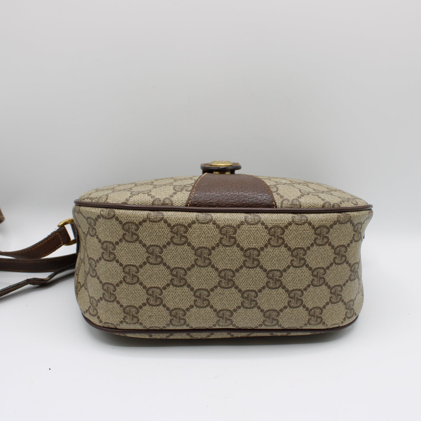 Gucci Beige Brown GG Supreme Ophidia Crossbody Bag Leather Trim
