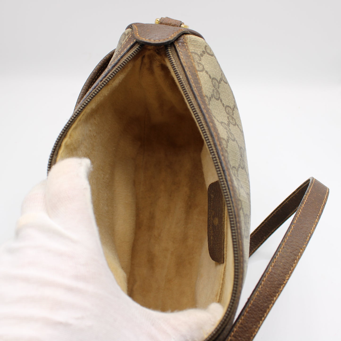 Gucci Beige Brown GG Supreme Ophidia Crossbody Bag Leather Trim