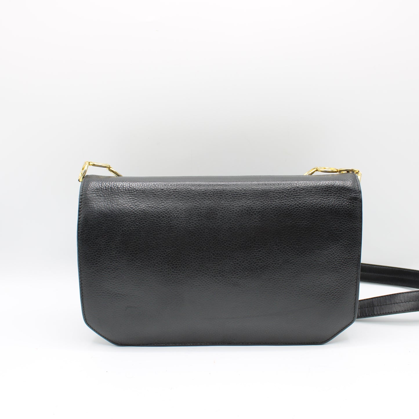 Christian Dior Black Leather Crossbody Bag Gold Logo Chain