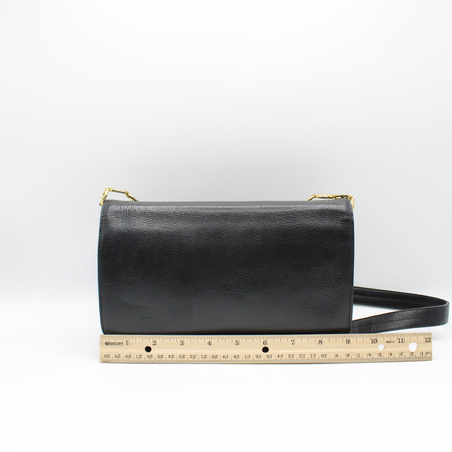 Christian Dior Black Leather Crossbody Bag Gold Logo Chain