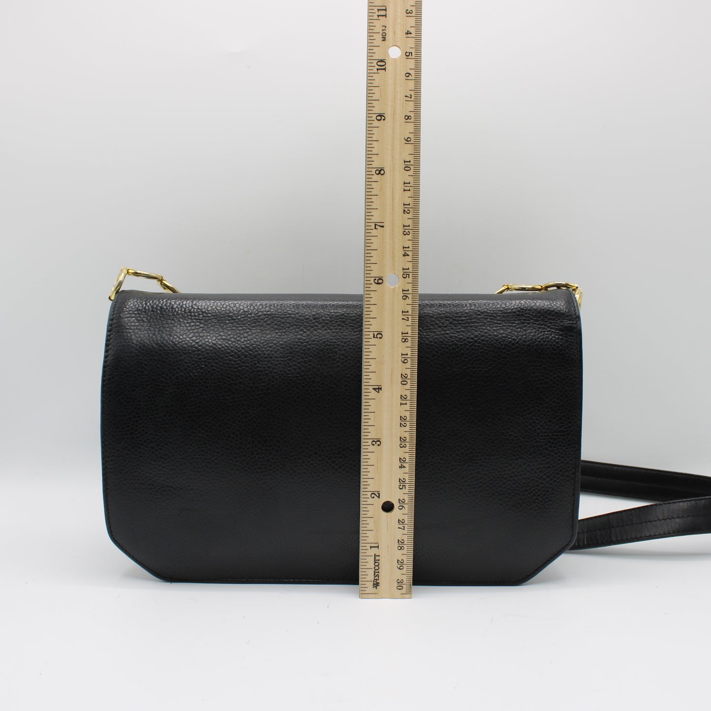 Christian Dior Black Leather Crossbody Bag Gold Logo Chain