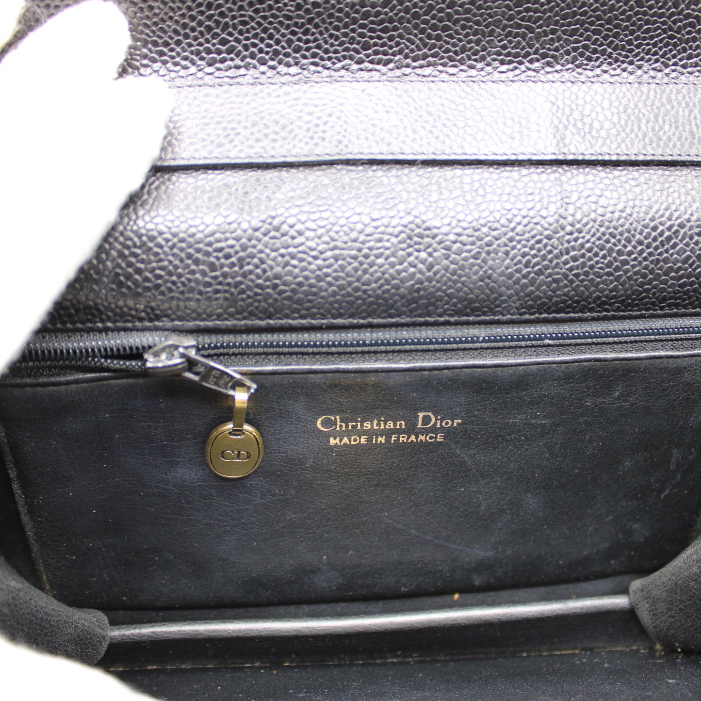 Christian Dior Black Leather Crossbody Bag Gold Logo Chain