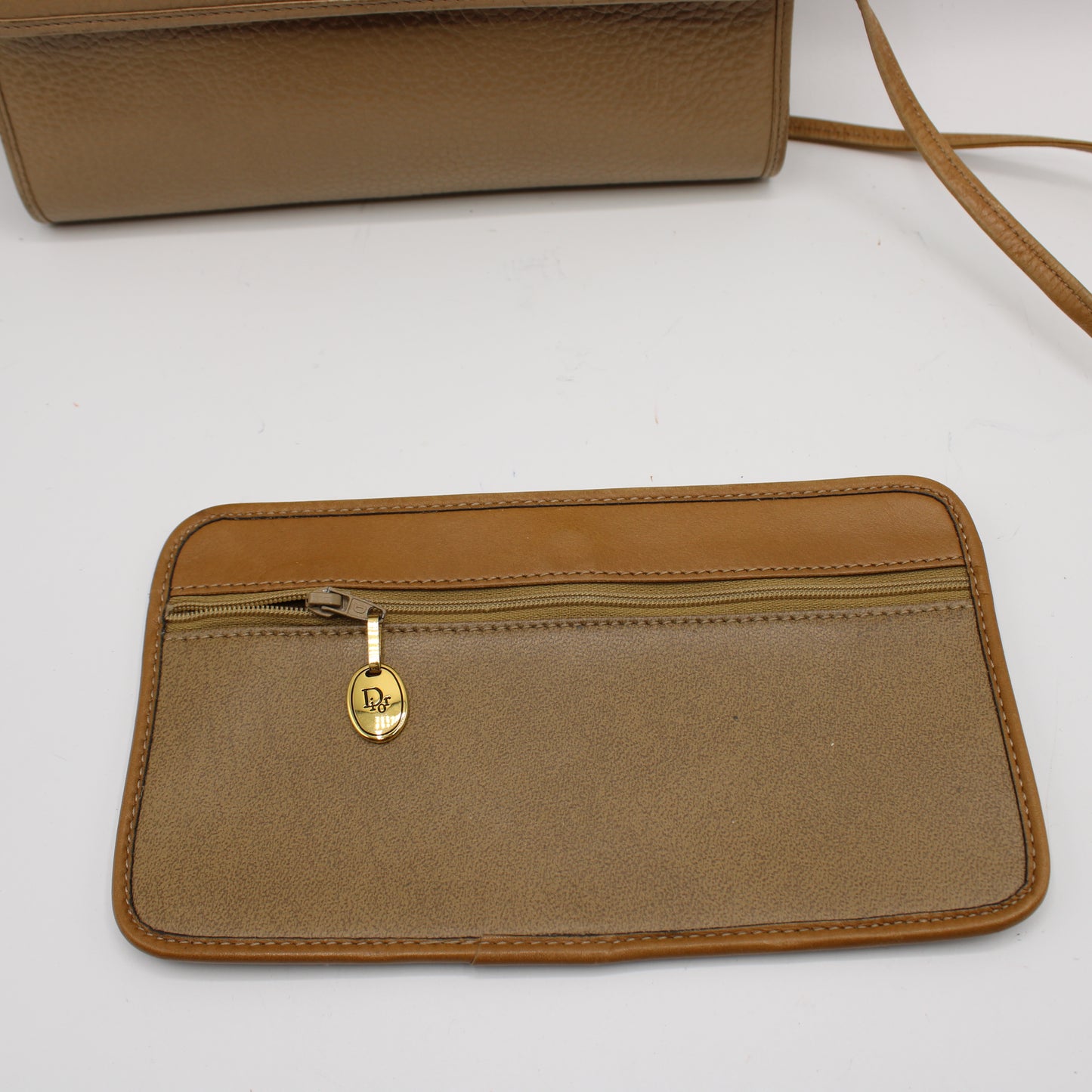 Christian Dior Beige Leather Flap Crossbody Shoulder Bag