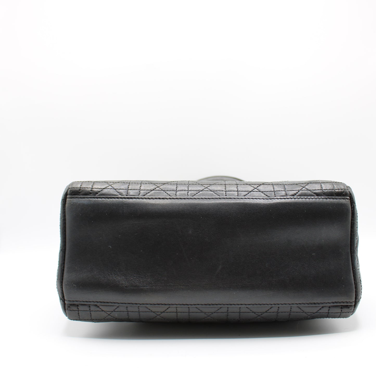 Christian Dior Black Cannage Quilted Lambskin Medium Lady Dior Bag