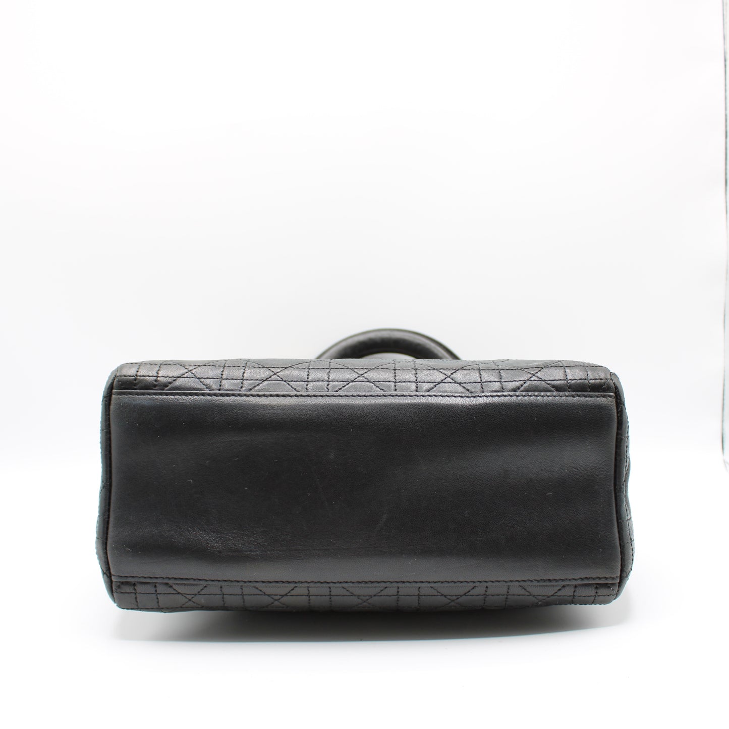 Christian Dior Black Cannage Quilted Lambskin Medium Lady Dior Bag