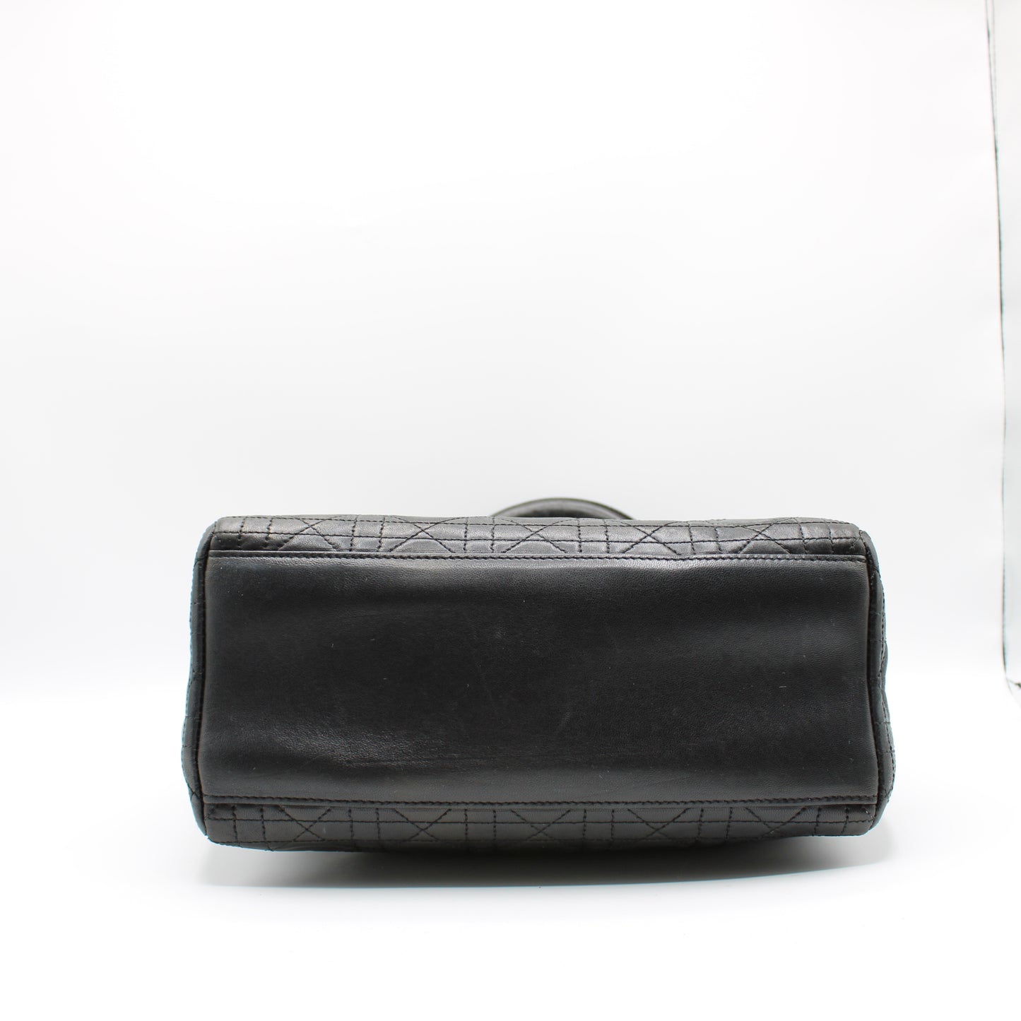 Christian Dior Black Cannage Quilted Lambskin Medium Lady Dior Bag