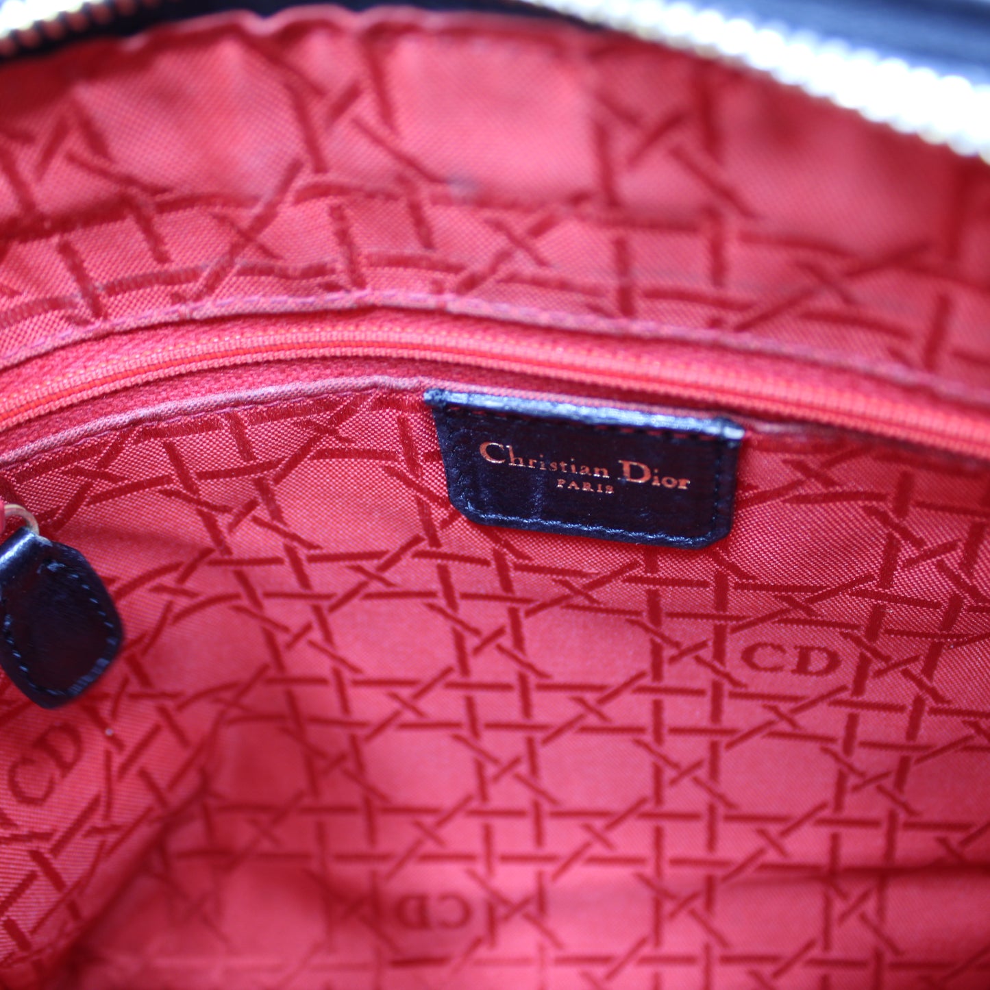 Christian Dior Black Cannage Quilted Lambskin Medium Lady Dior Bag