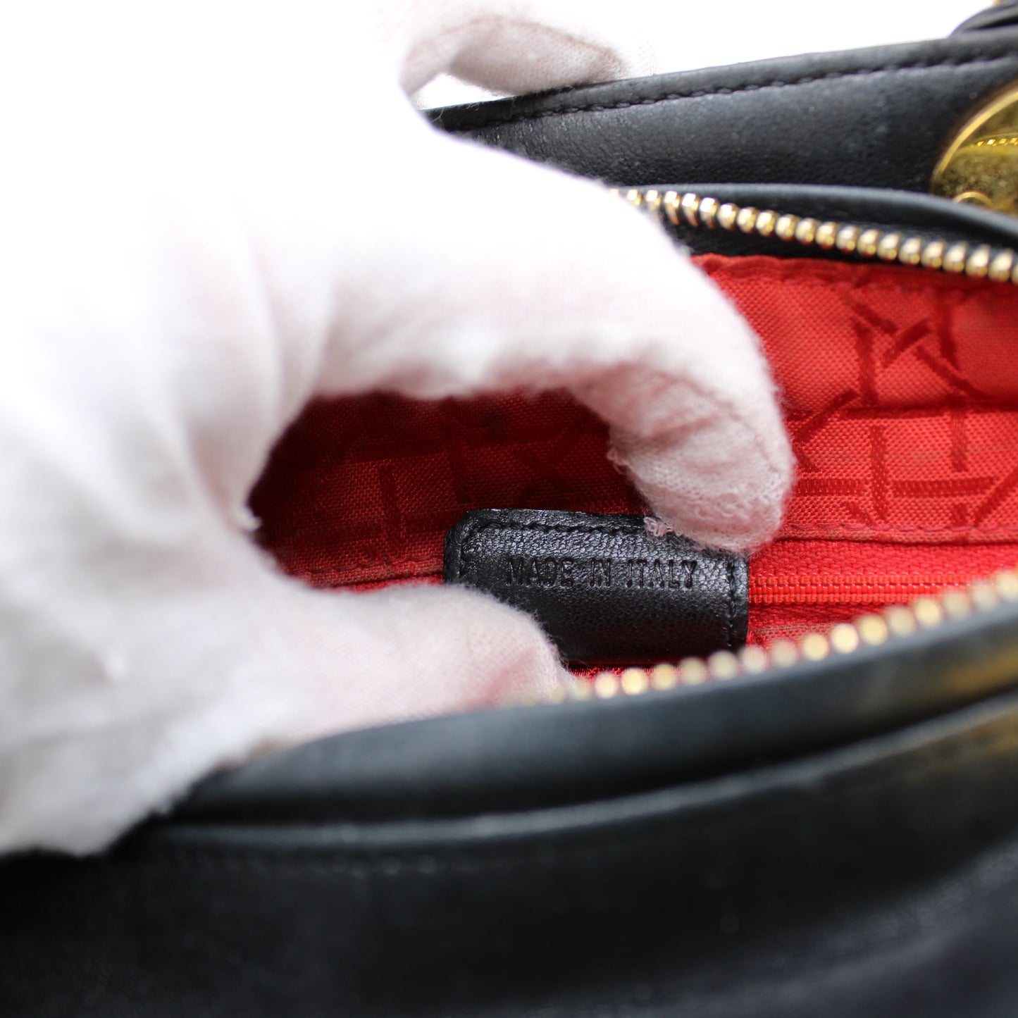 Christian Dior Black Cannage Quilted Lambskin Medium Lady Dior Bag