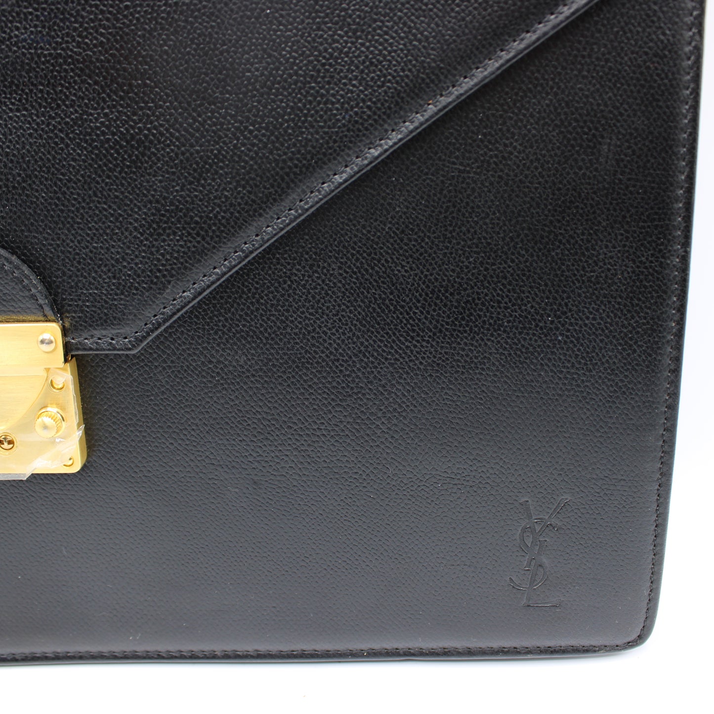 Yves Saint Laurent Black Leather Gold-Lock Briefcase Bag