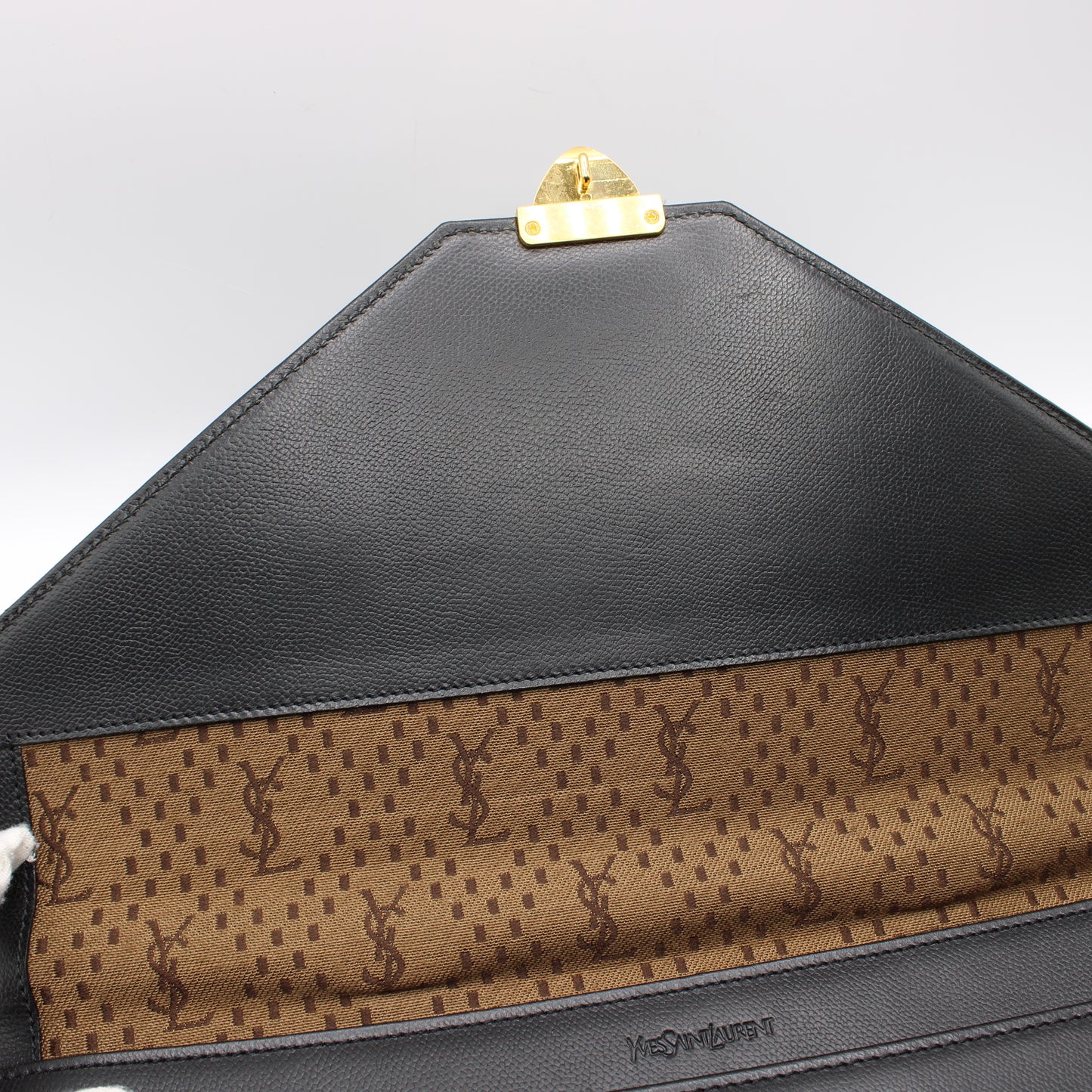 Yves Saint Laurent Black Leather Gold-Lock Briefcase Bag