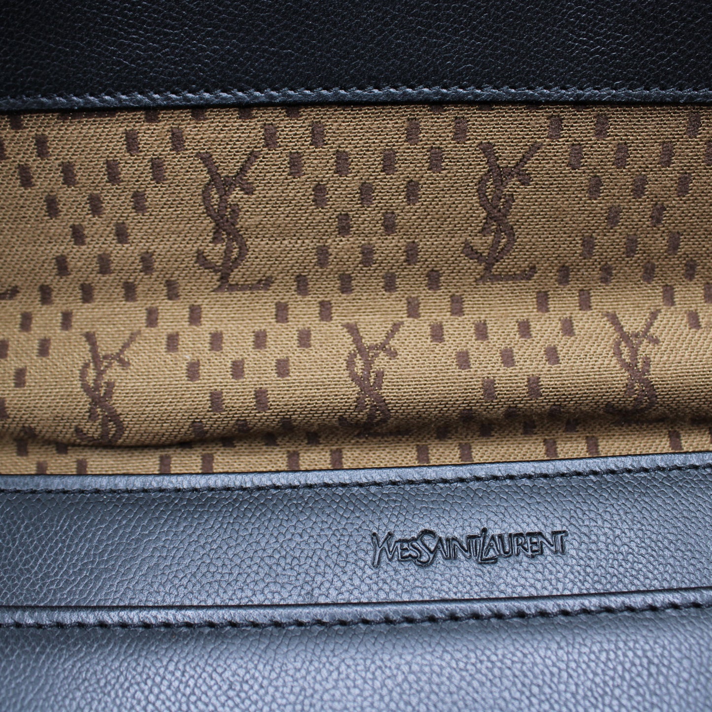 Yves Saint Laurent Black Leather Gold-Lock Briefcase Bag